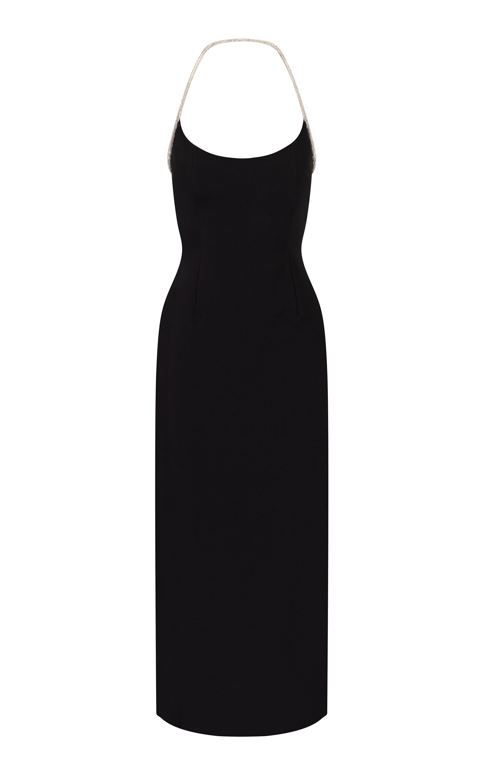 The OWN Studio Exclusive Crystal Detailed Strap Crepe Dress - Black