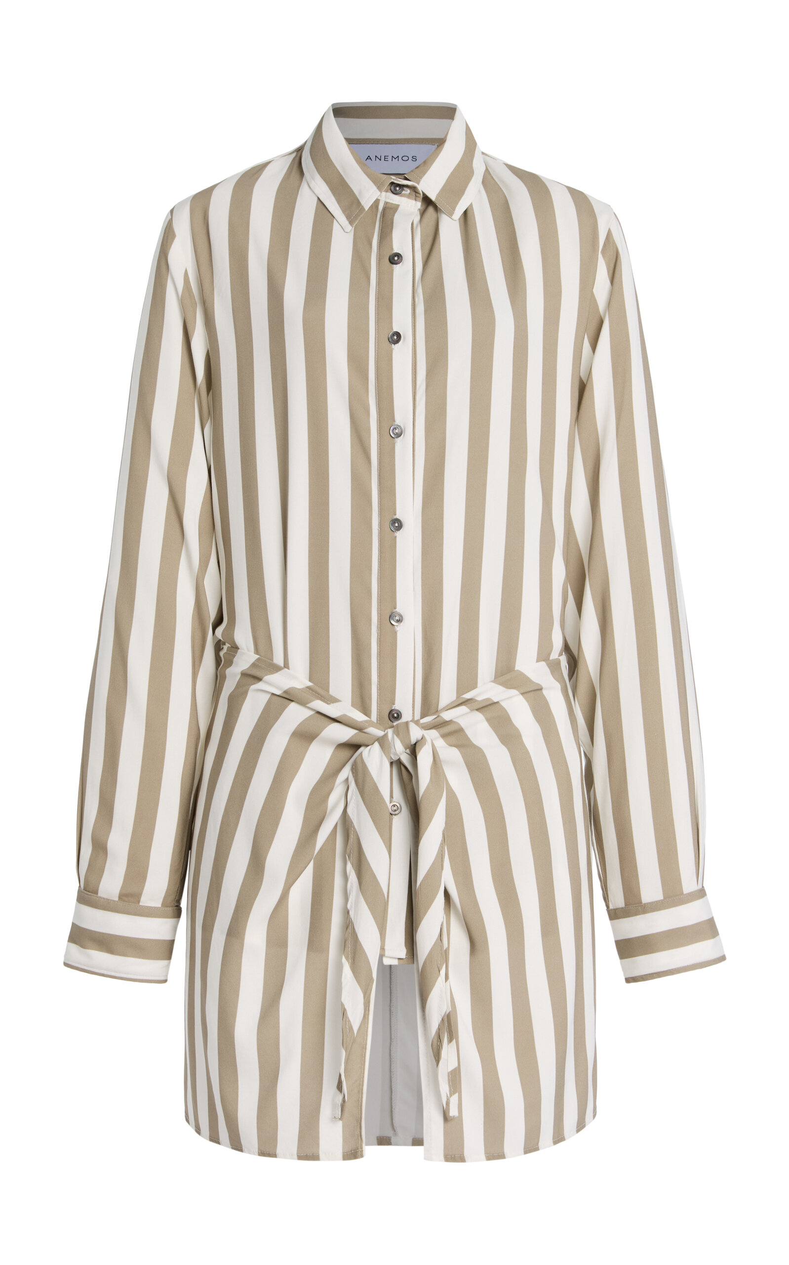Shop Anemos L.a. Striped Twill Mini Shirt Dress