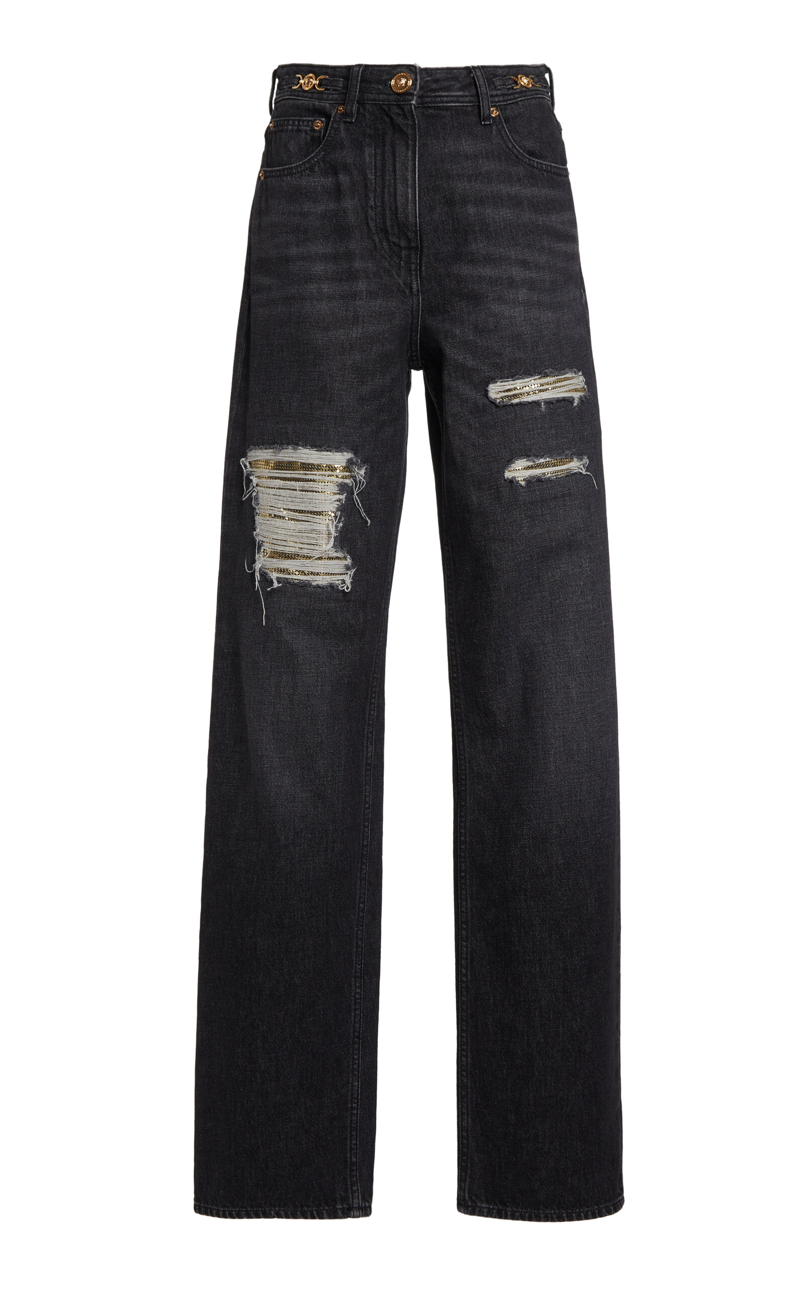 Versace Embellished Rigid High-rise Straight-leg Jeans