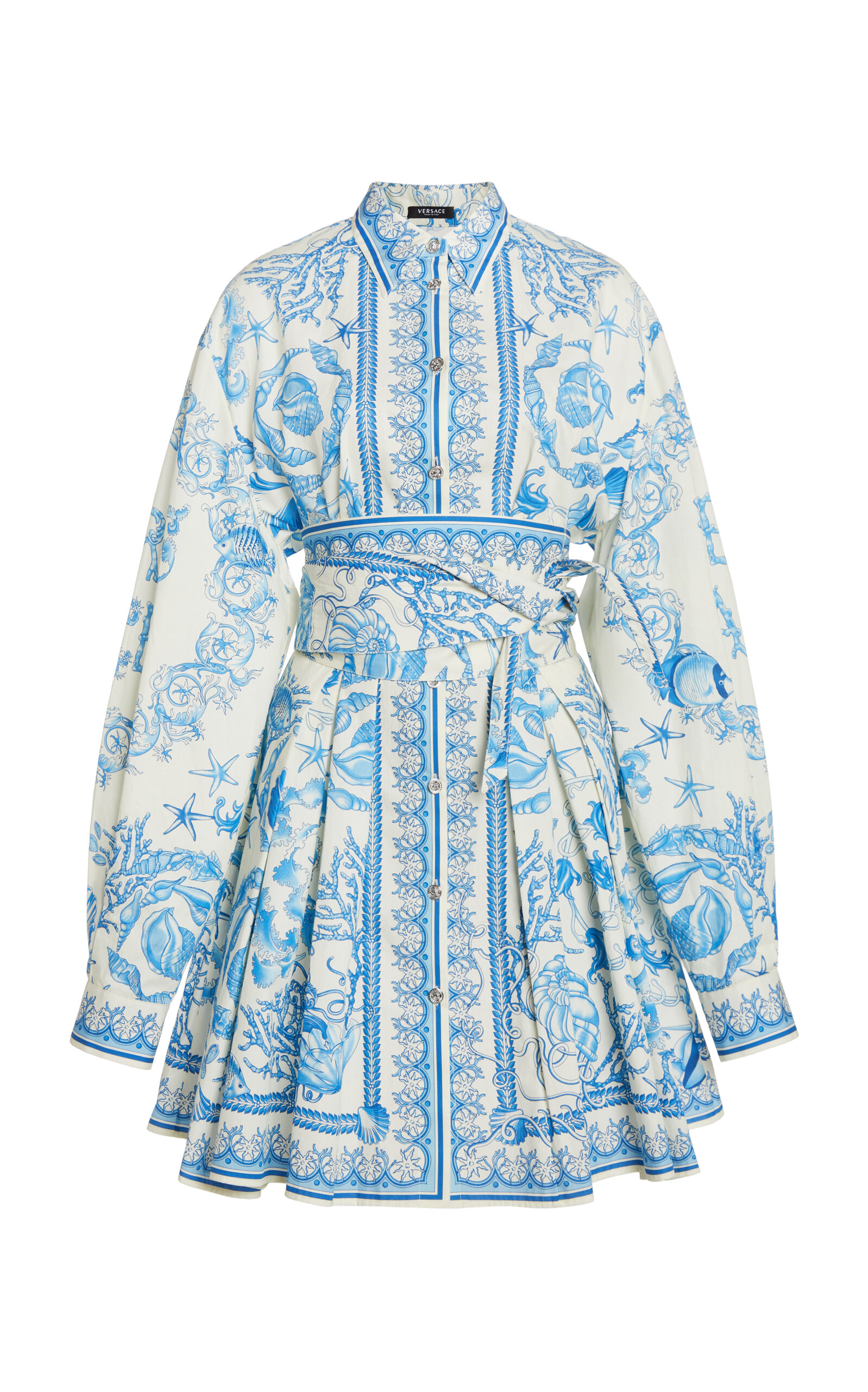 Versace Printed Cotton Poplin Mini Dress