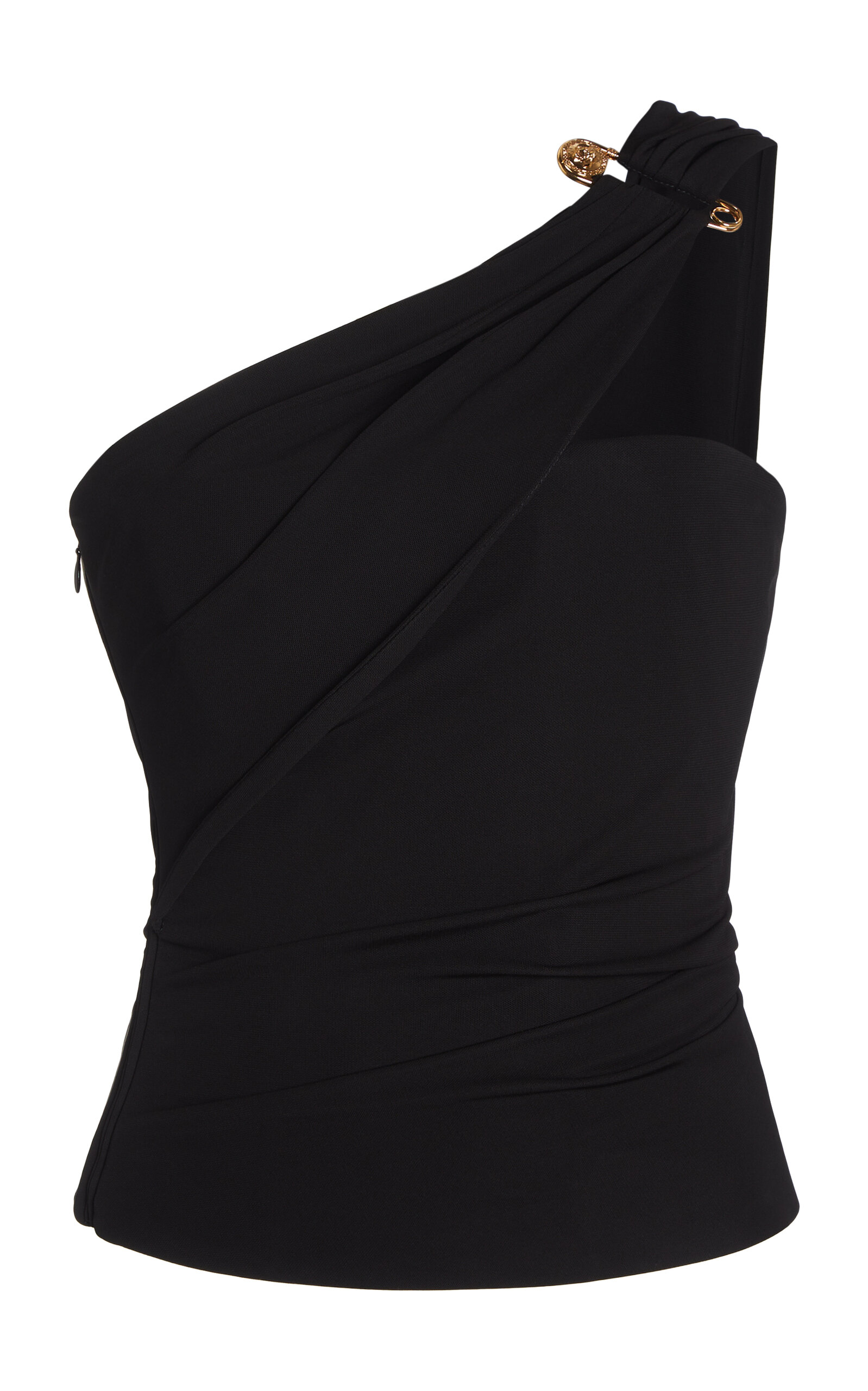 Versace Black Solid One Shoulder Top