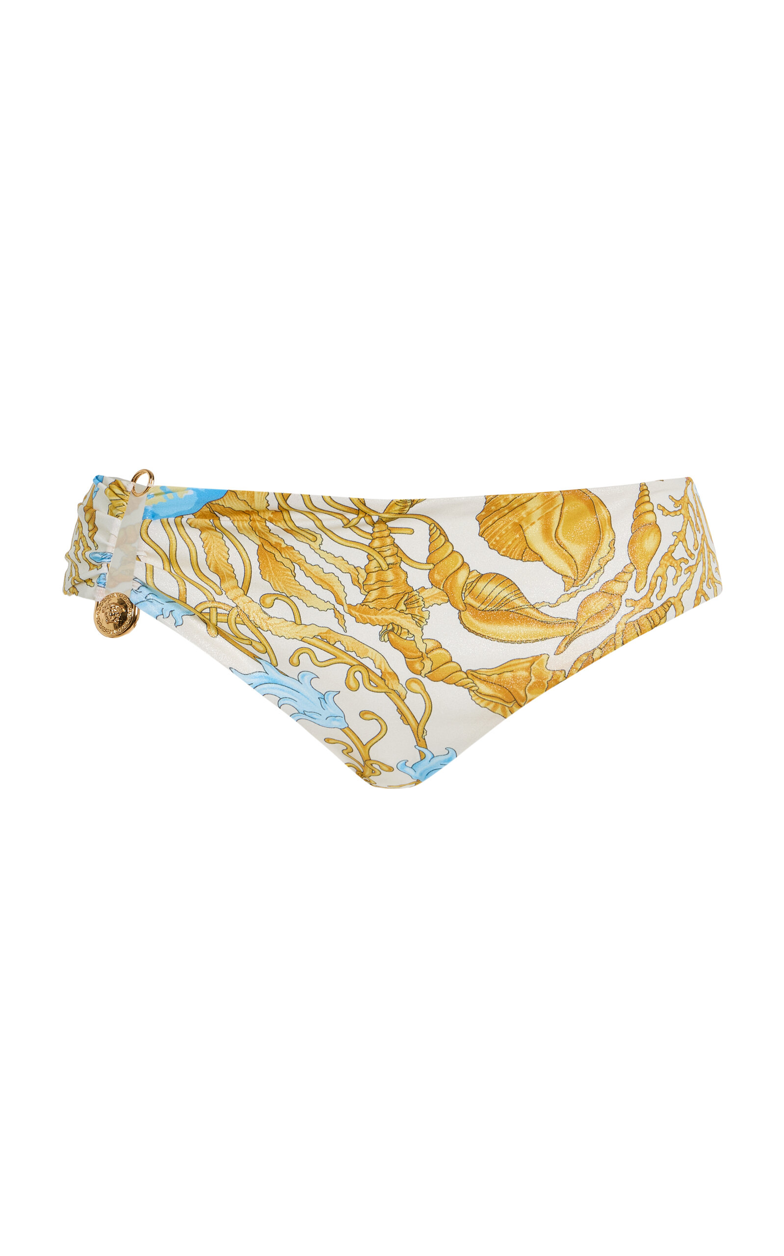 Versace La Vacanza Barocco-Printed Bikini Bottom - Yellow