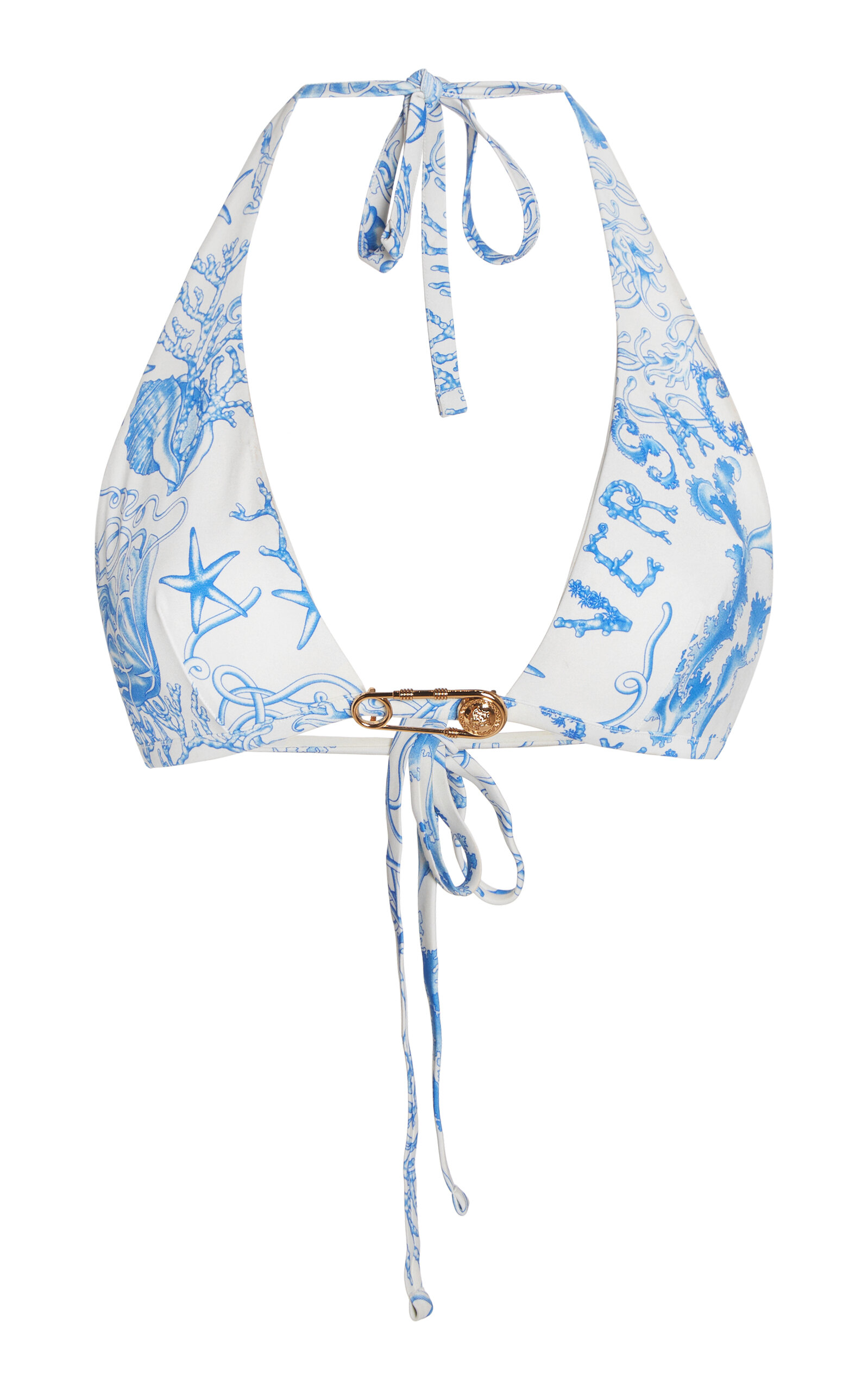 Versace La Vacanza Printed Triangle Bikini - Blue