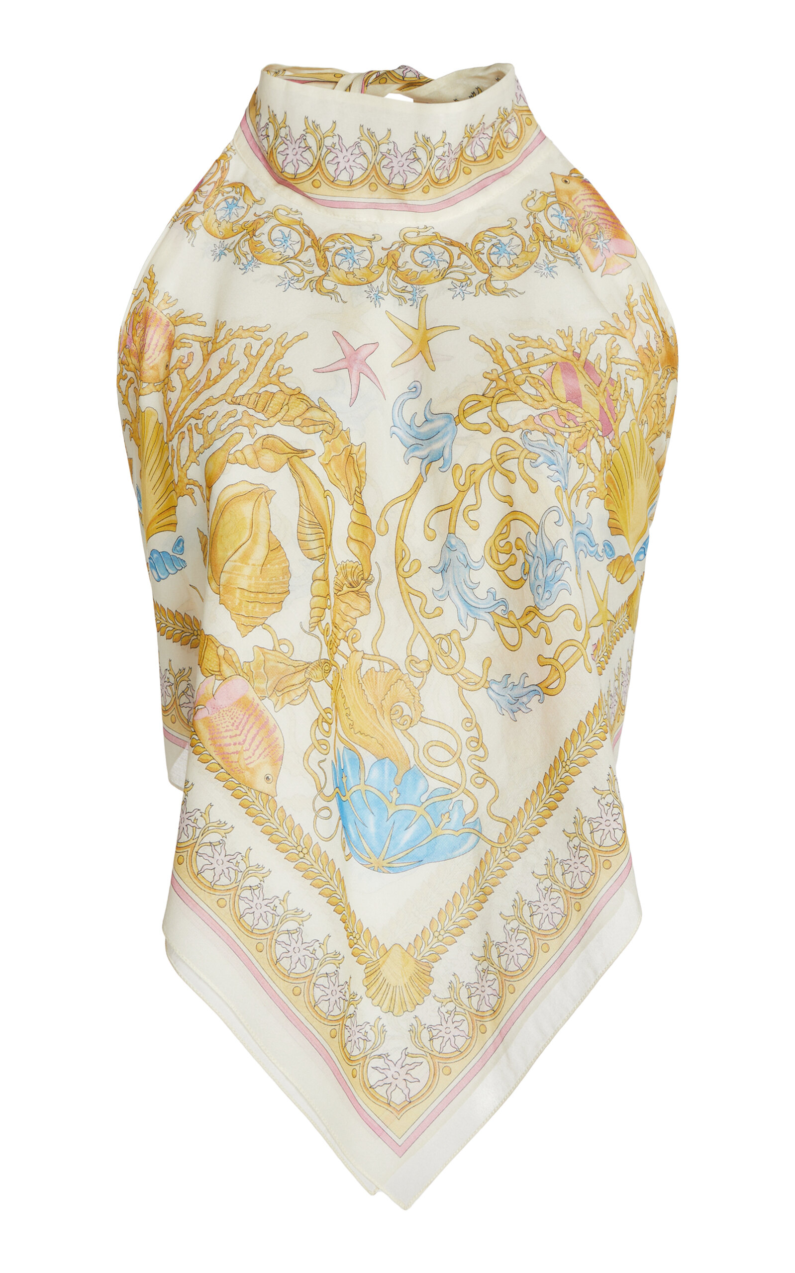 Versace Printed Cotton Voile Scarf Top