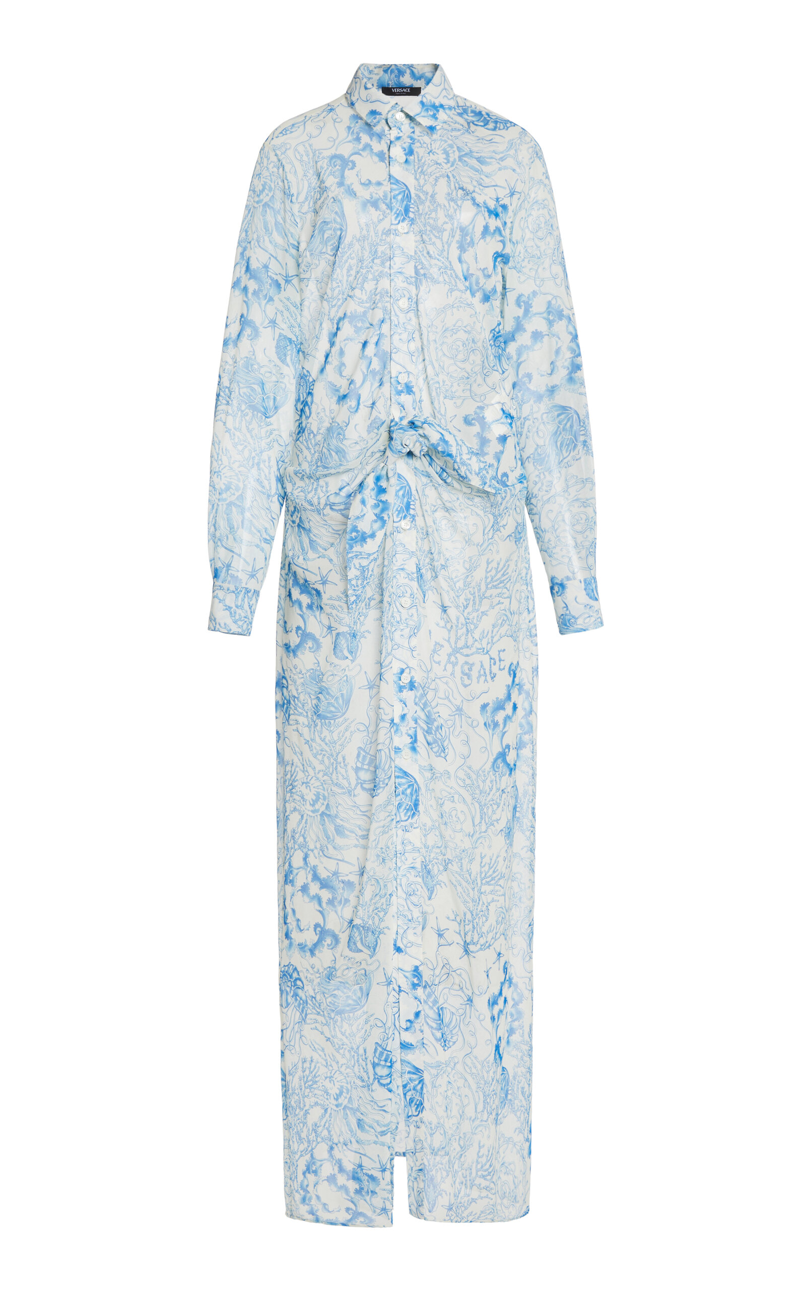 Versace La Vacanza Chiffon Caftan Gown - Blue - Women's Clothing