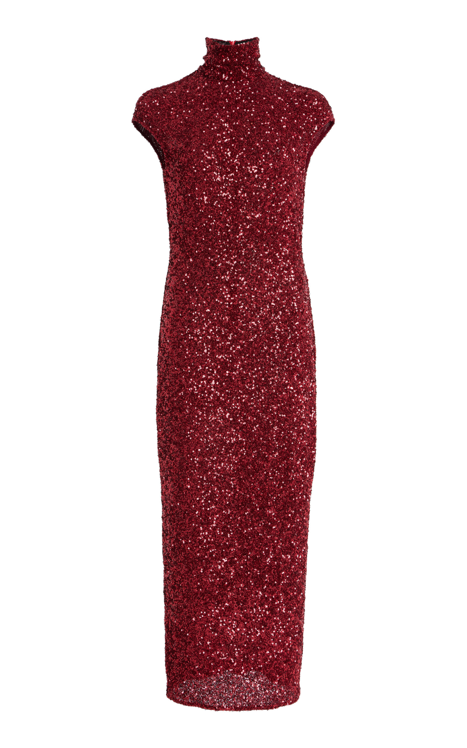 Crushed-Sequin Midi Dress
