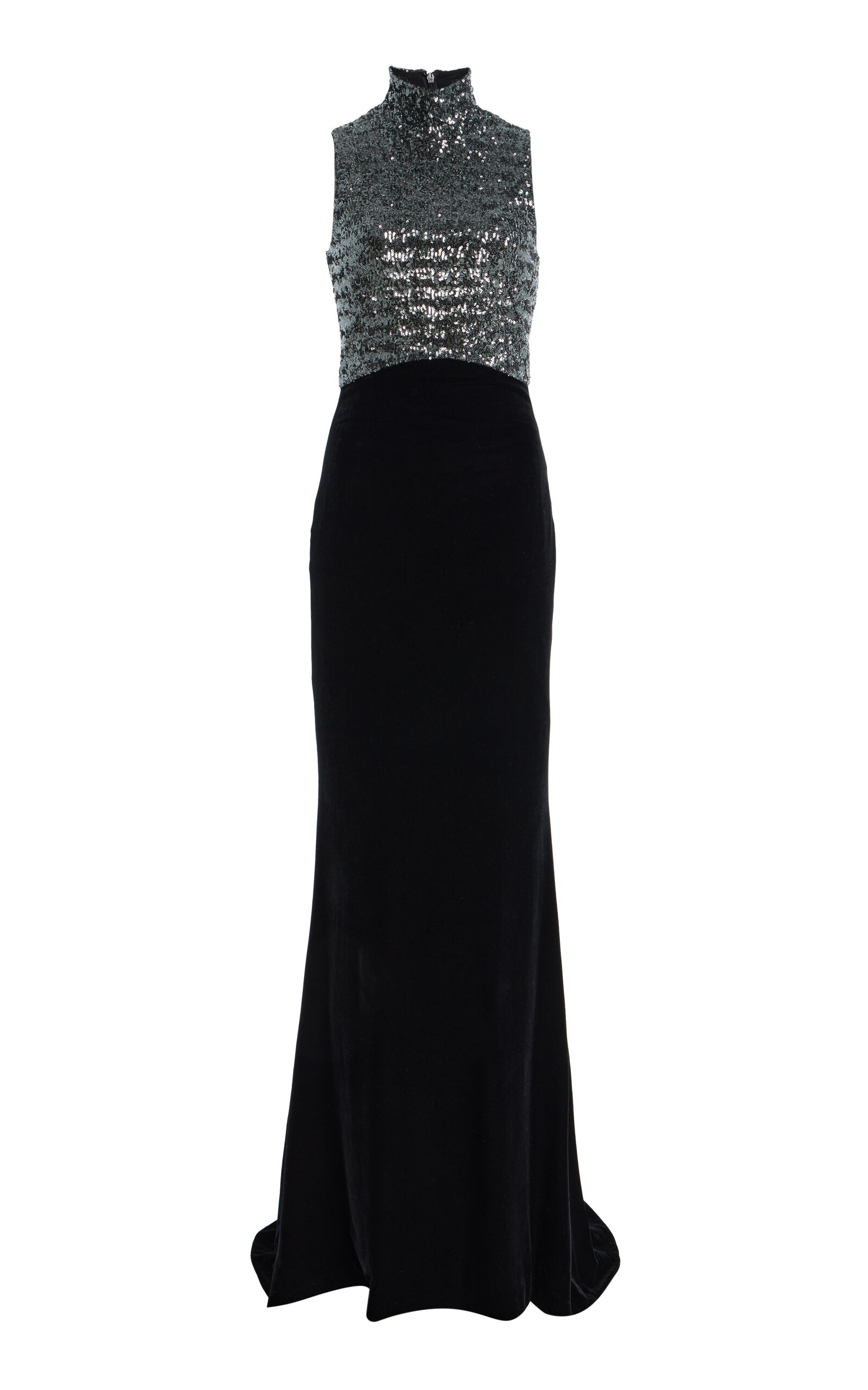 Sequined Velvet Halter Dress
