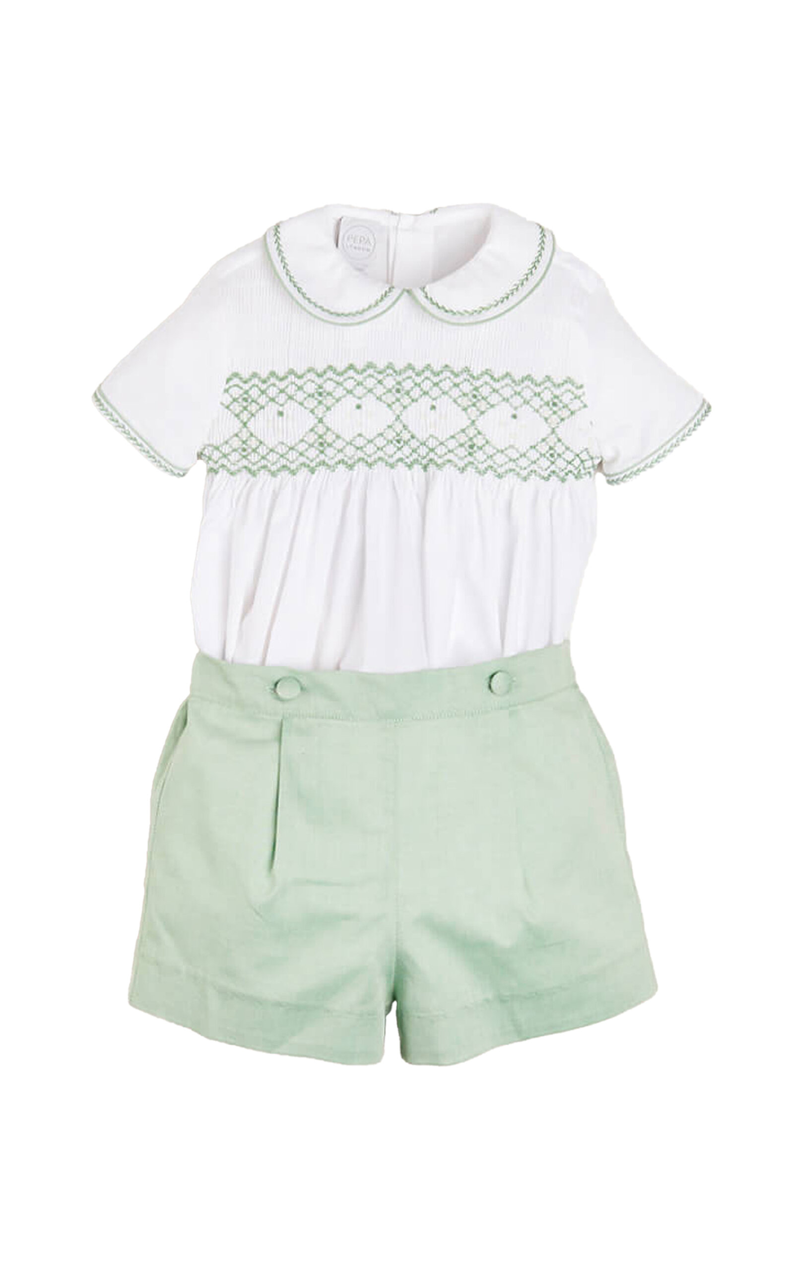 Pepa London Hand-Smocked Peter Pan Collar Cotton Two-Piece Set