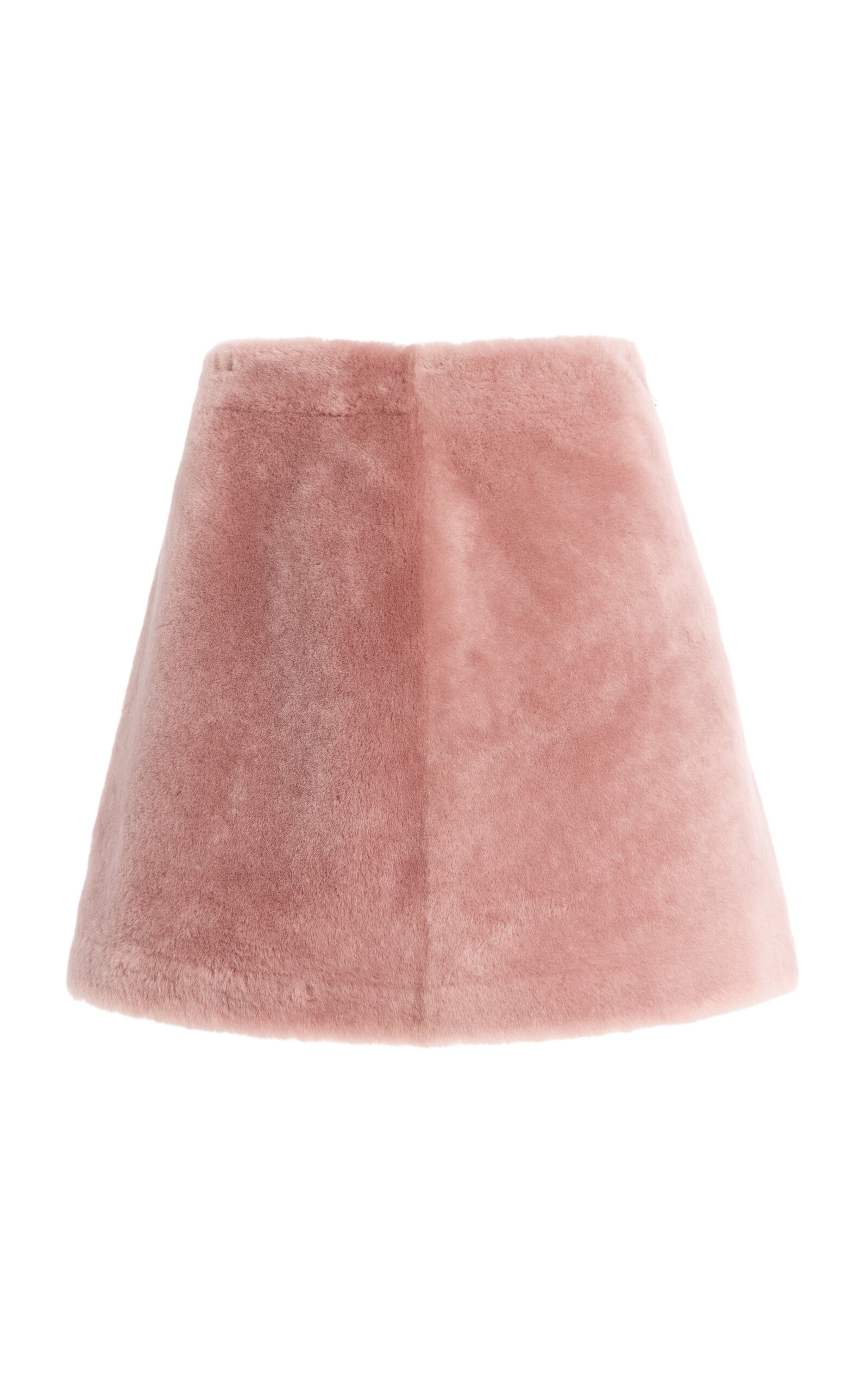 Arma Olivia Shearling Leather Mini Skirt In Pink