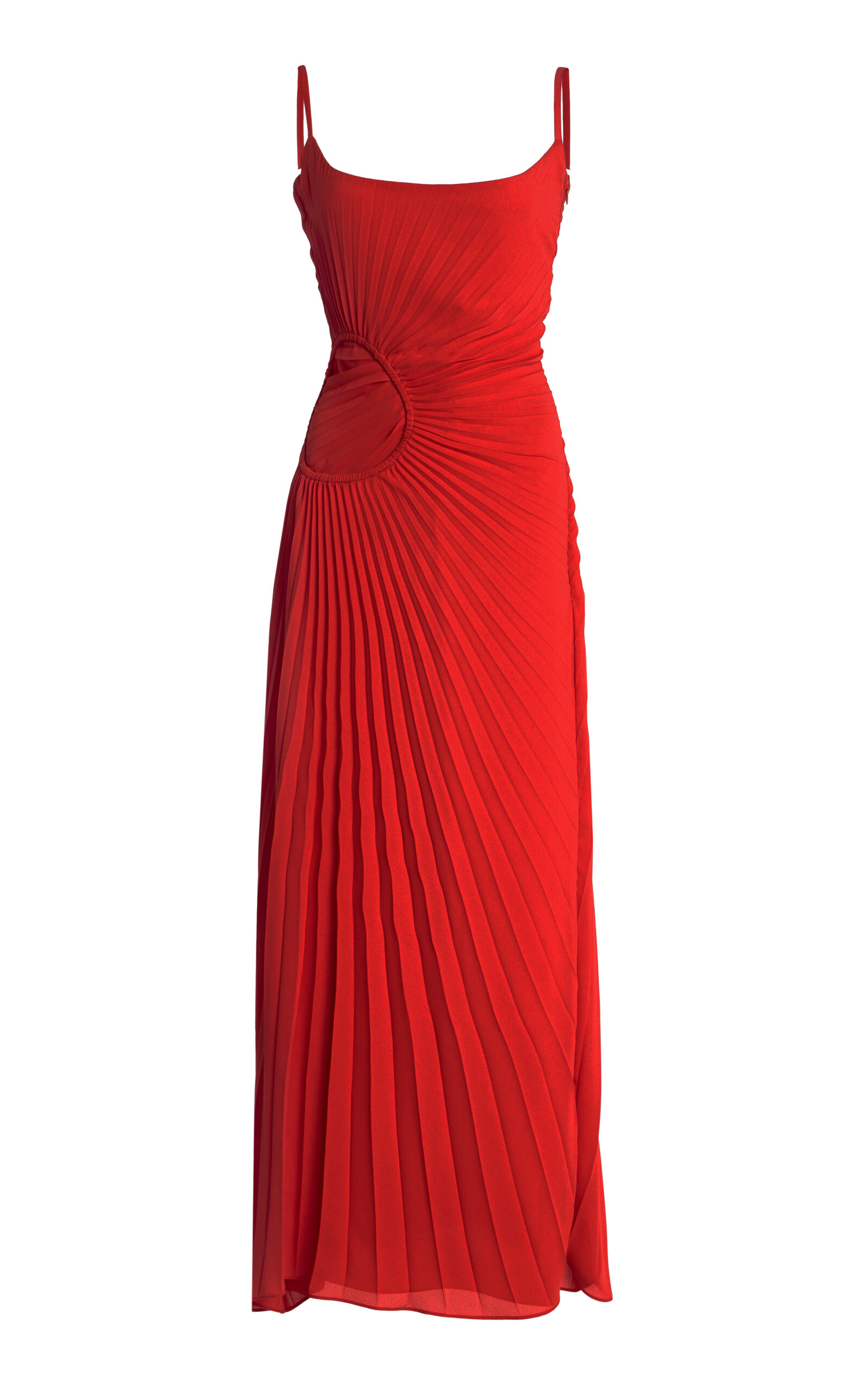 Georgia Hardinge Tide Pleated Georgette Maxi Dress In Red