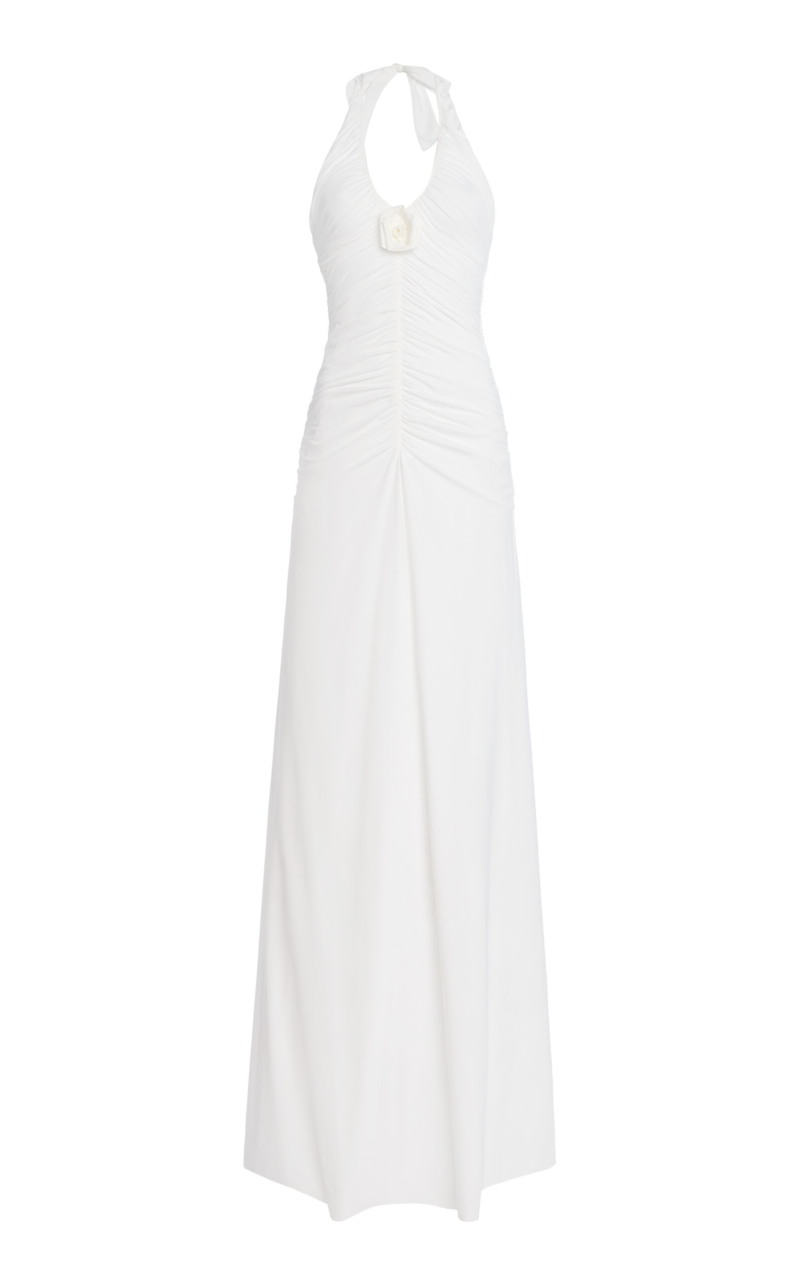 Maygel Coronel Roman Ruched Jersey Maxi Halter Dress