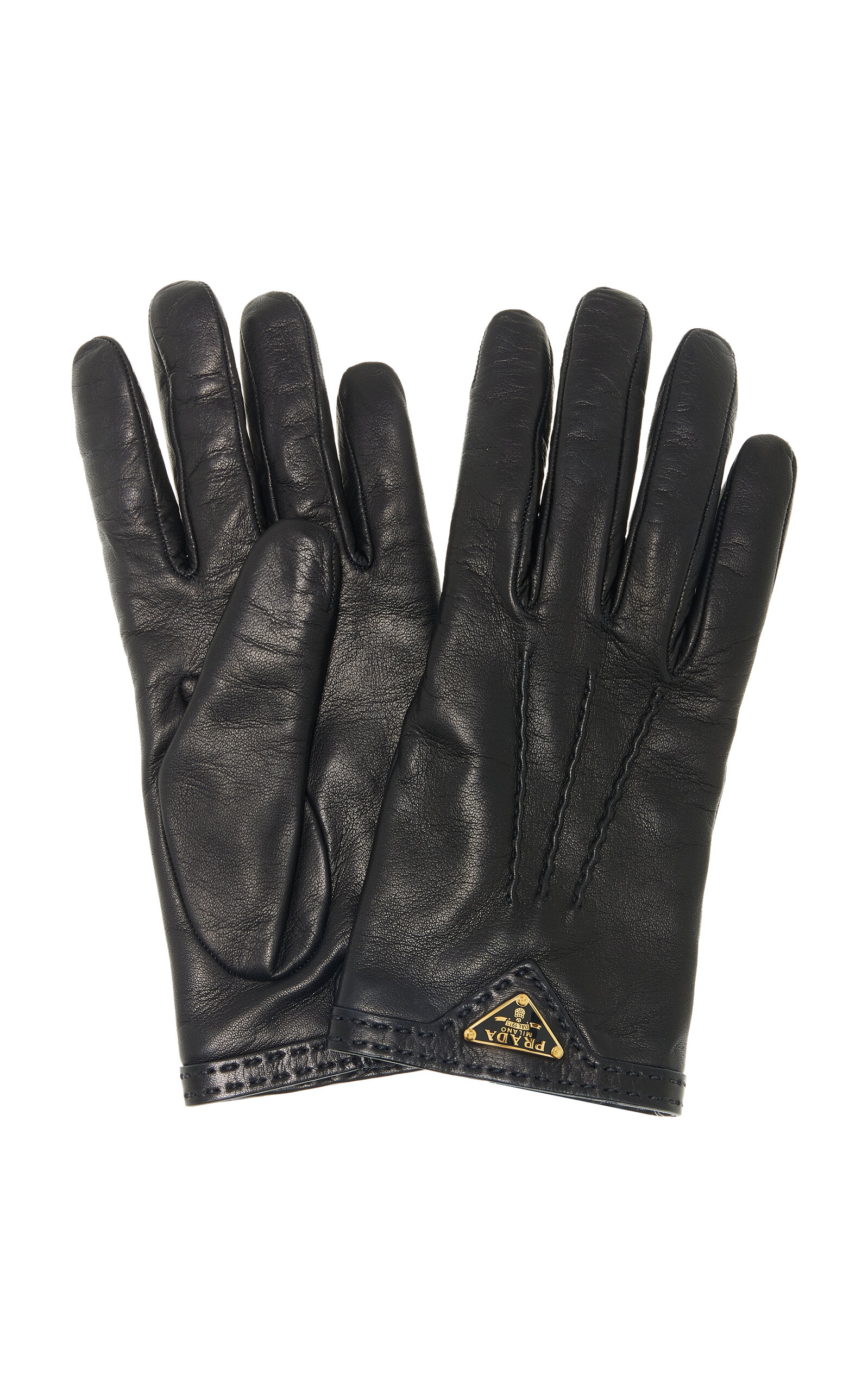 Prada Leather Gloves In Blue