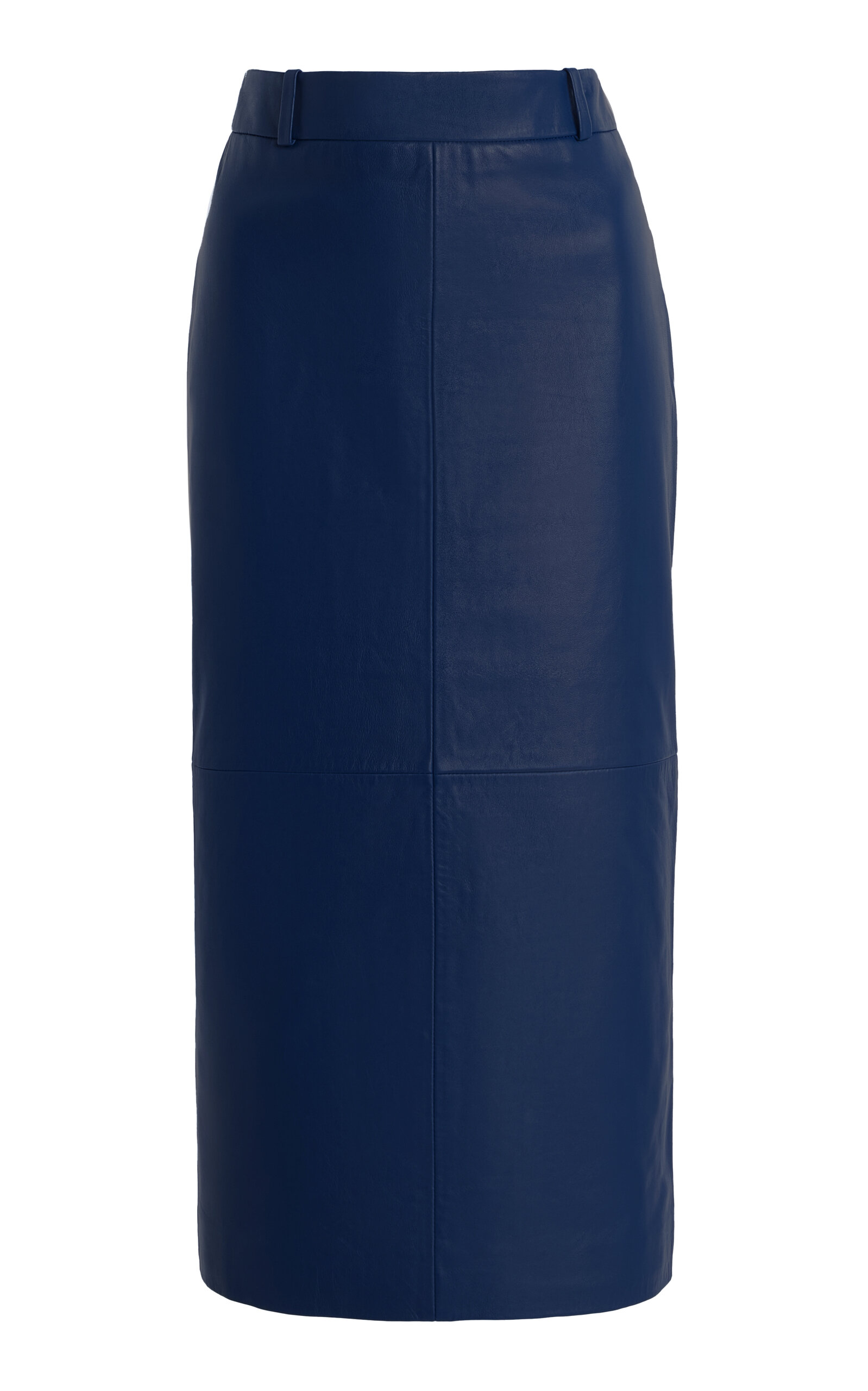 The Frankie Shop Taney Leather Midi Skirt In Blue