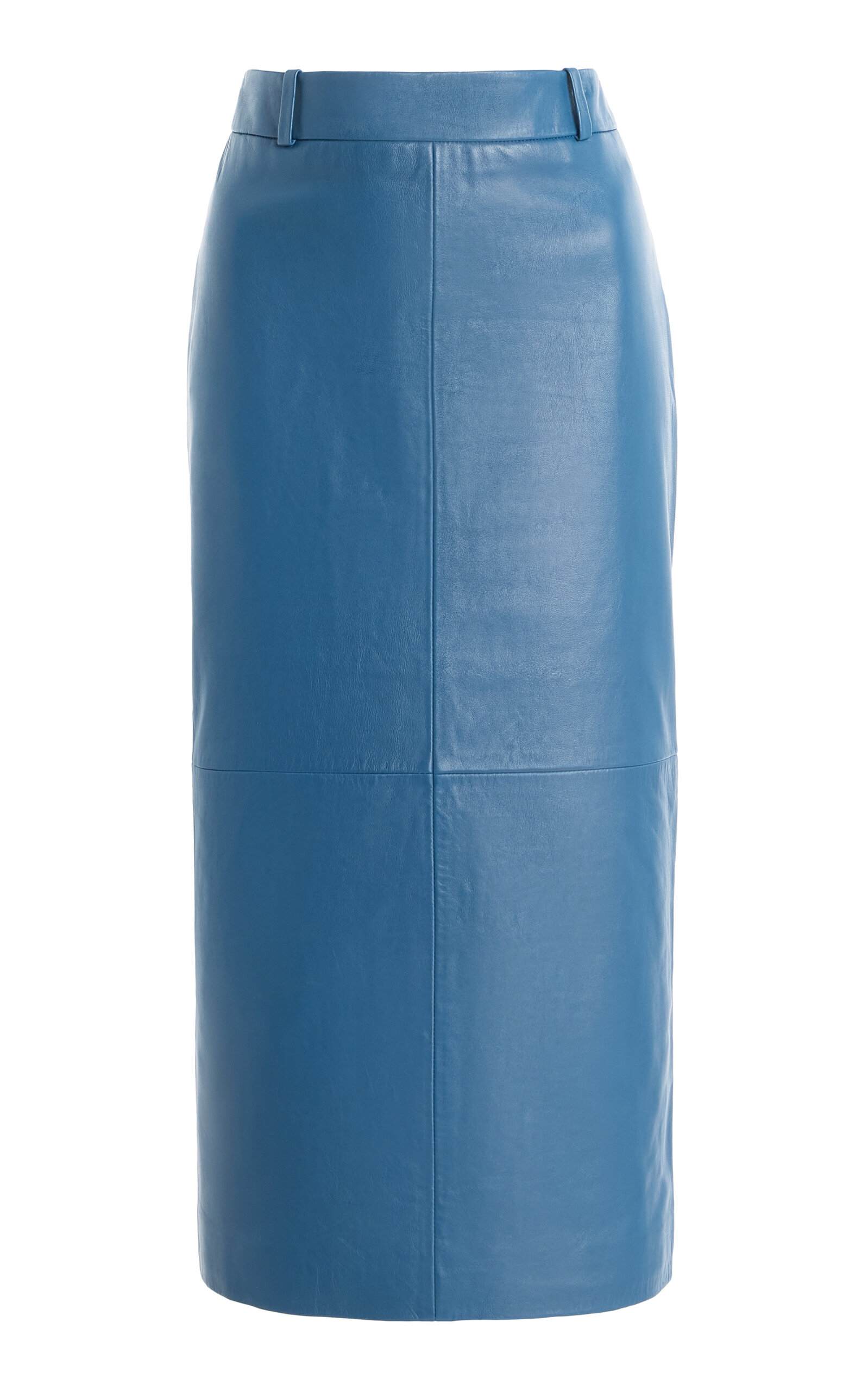 The Frankie Shop Taney Leather Midi Skirt In Blue