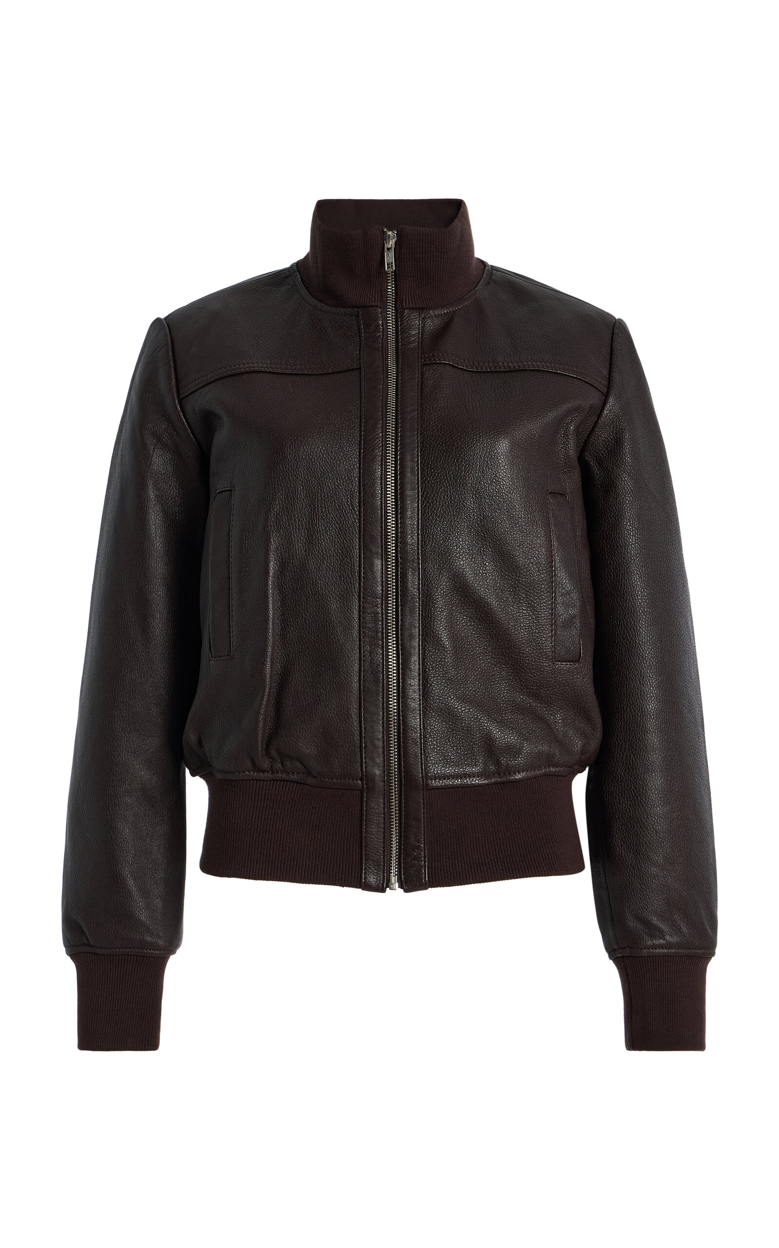 The Frankie Shop Tobias Leather Jacket In Brown