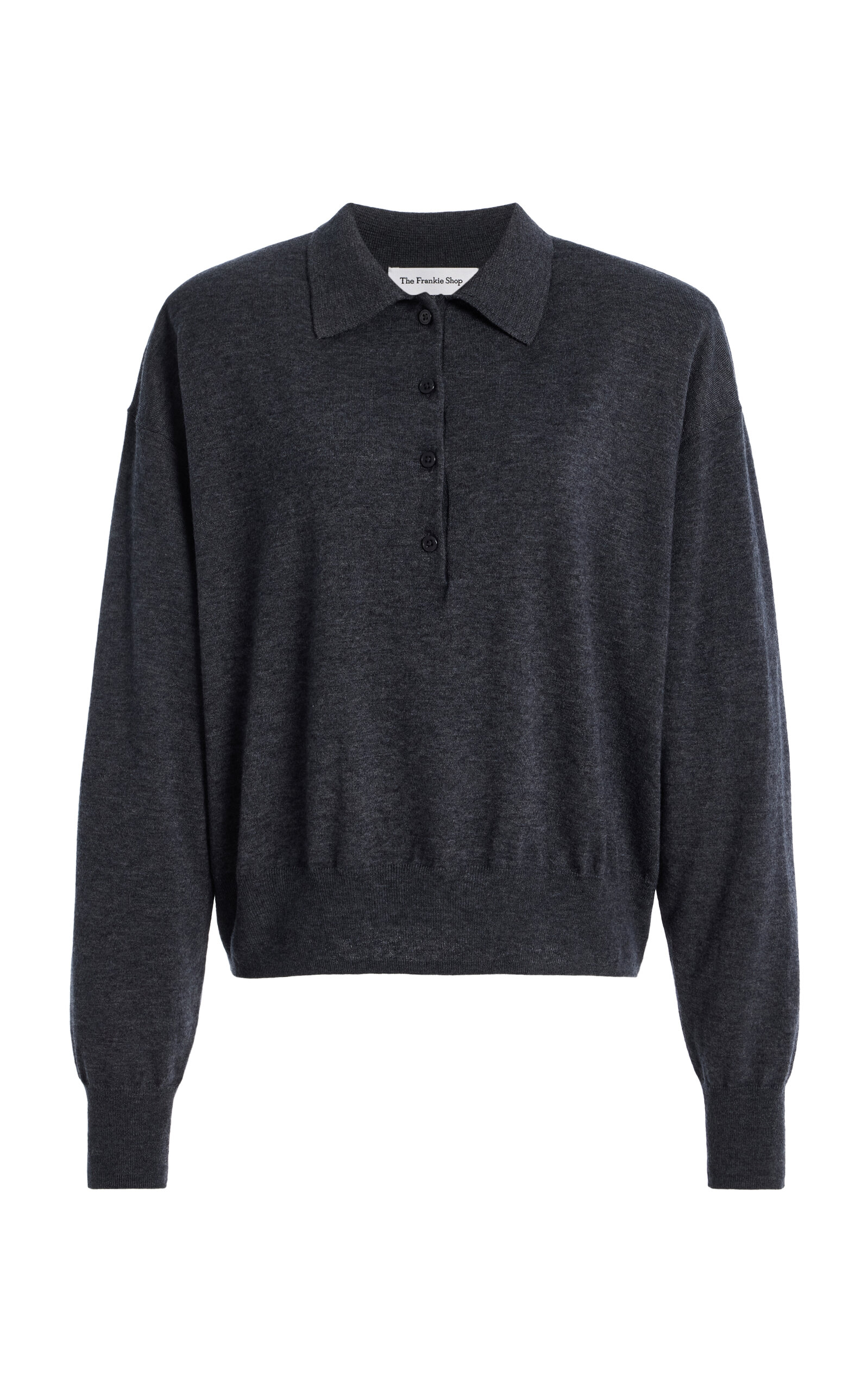 The Frankie Shop Croydon Merino Wool Polo Top In Gray