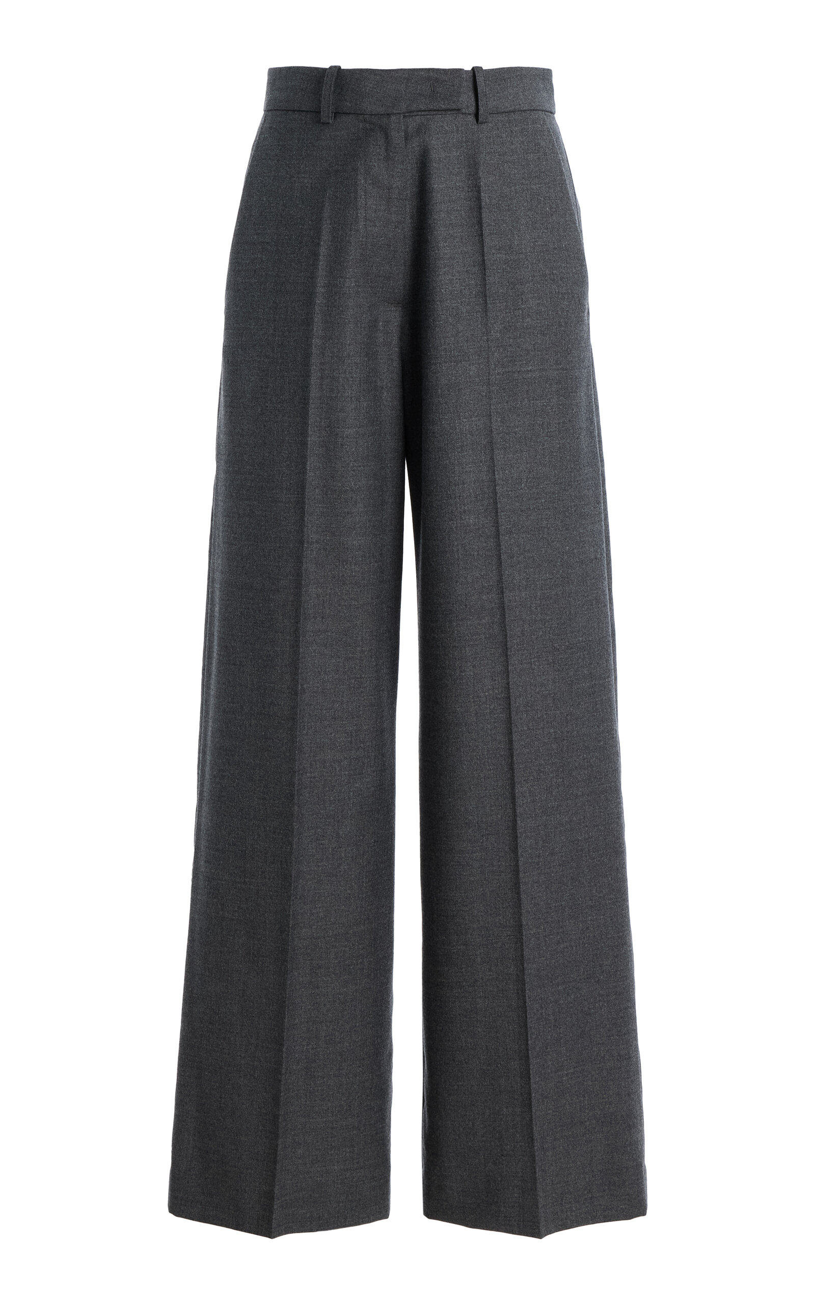 The Frankie Shop Brickell Wool-blend Flannel Trousers In Gray