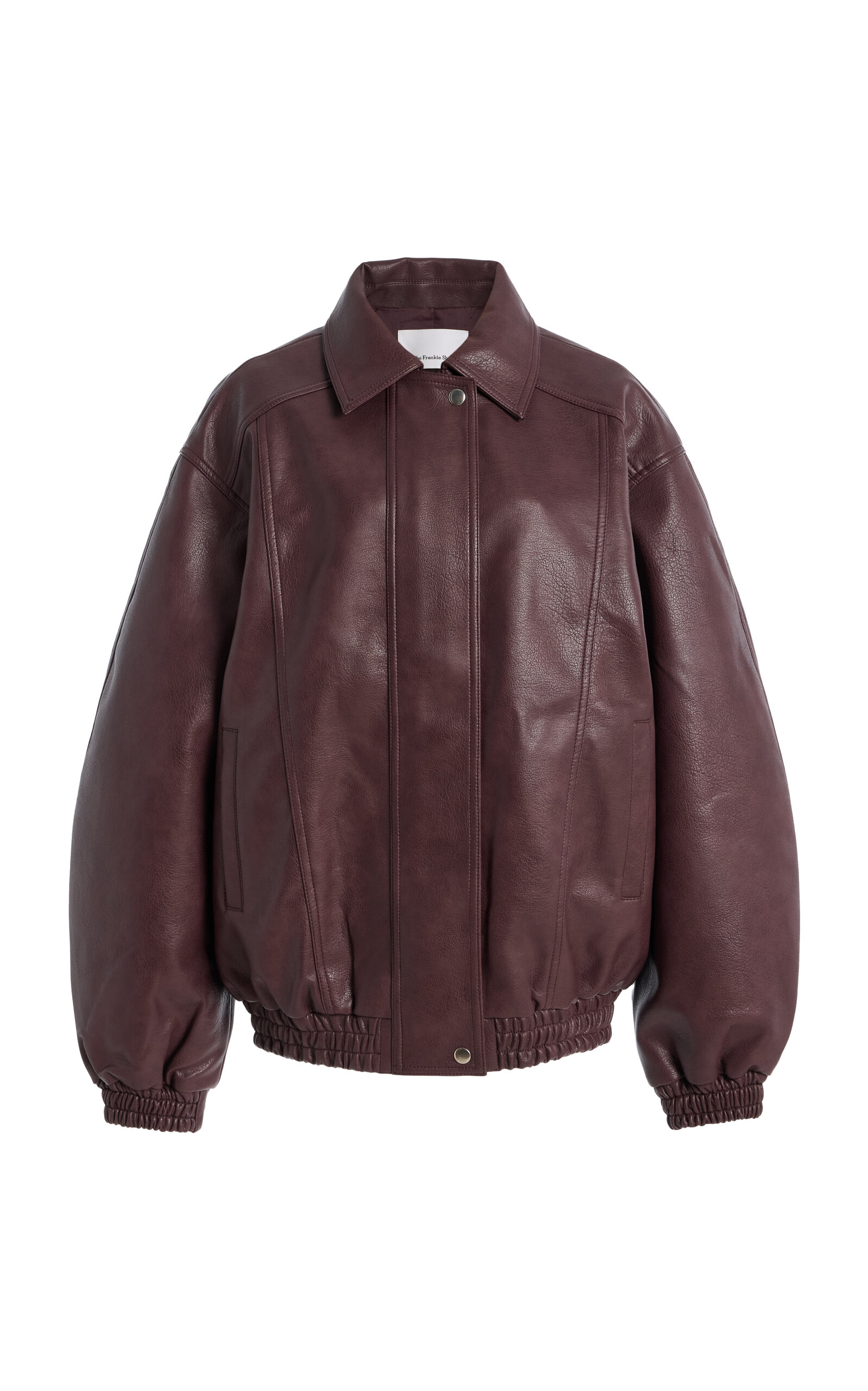 The Frankie Shop Prescott Faux Leather Jacket In Burgundy