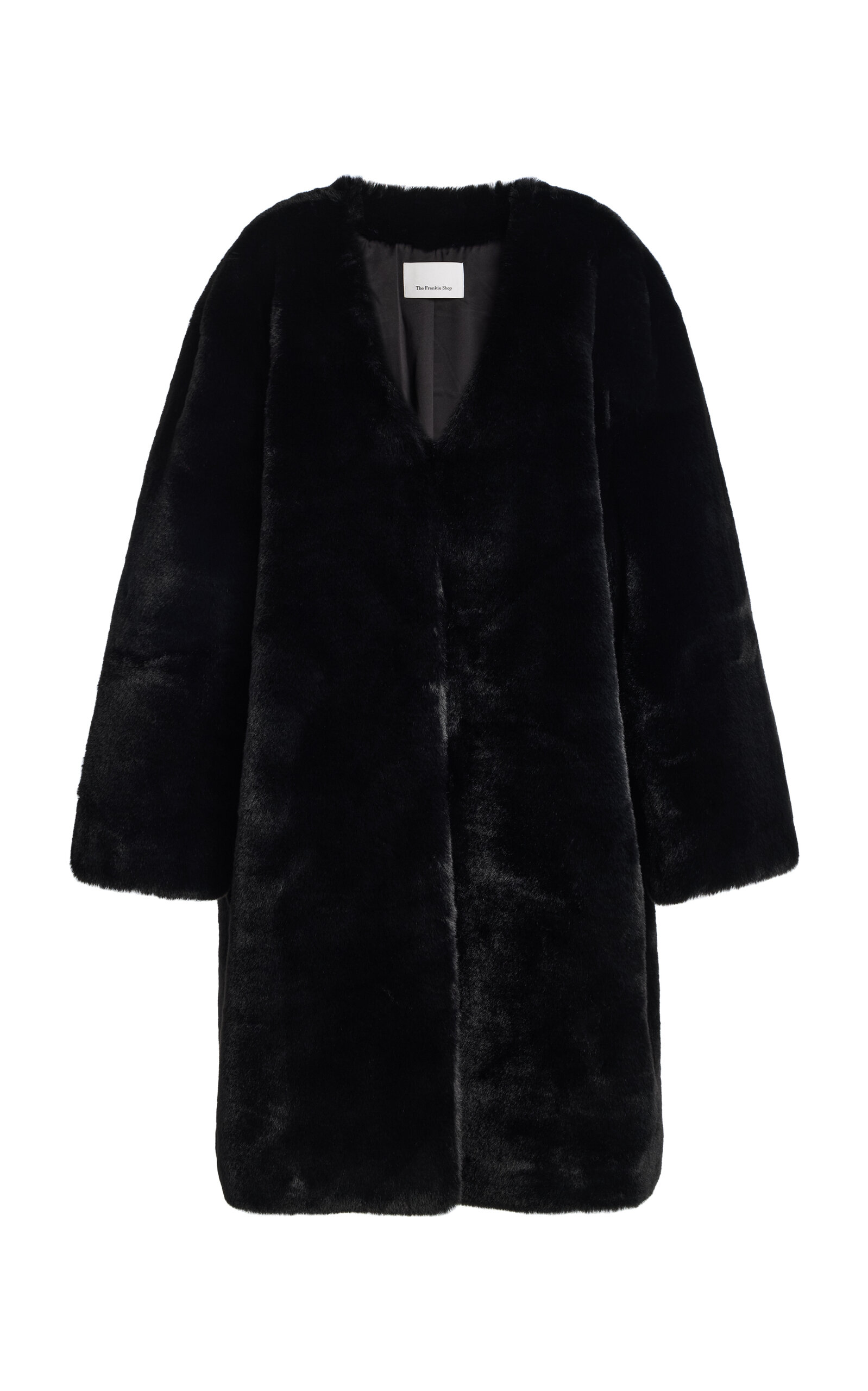 The Frankie Shop - Matera Collarless Faux Fur Coat - Black - L - Moda Operandi