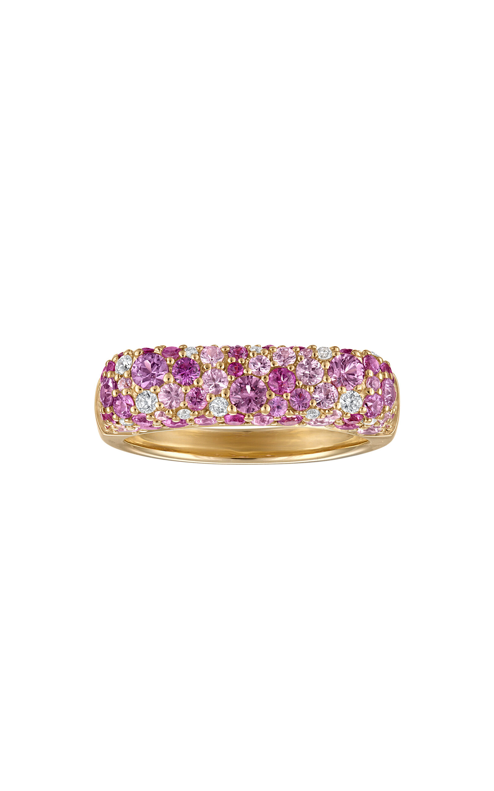 Pink Sparkle 14K Yellow Gold Multi-Stone Ring