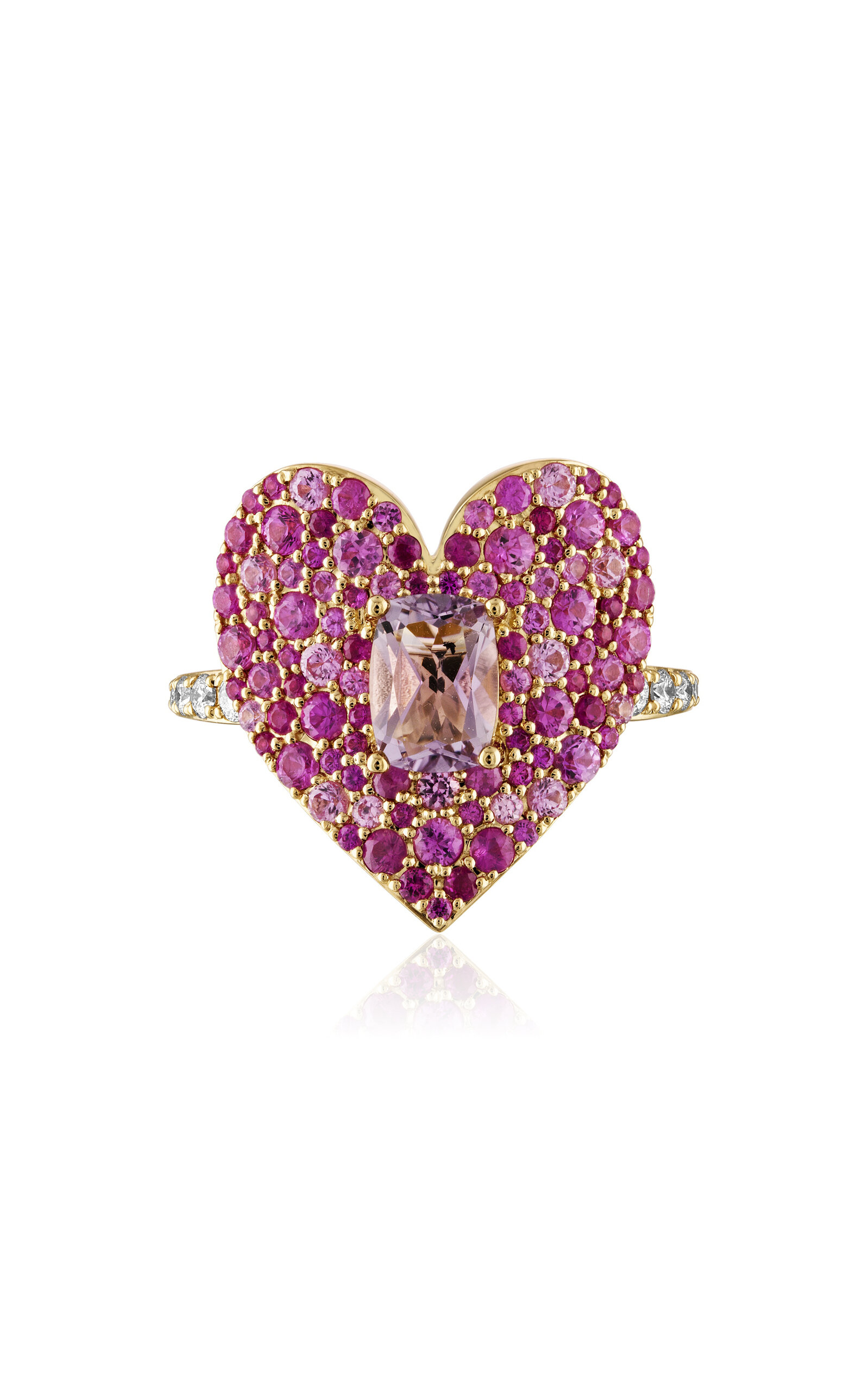 Shop Eden Presley Love Luck Ruby 14k Yellow Gold Ruby Ring In Pink