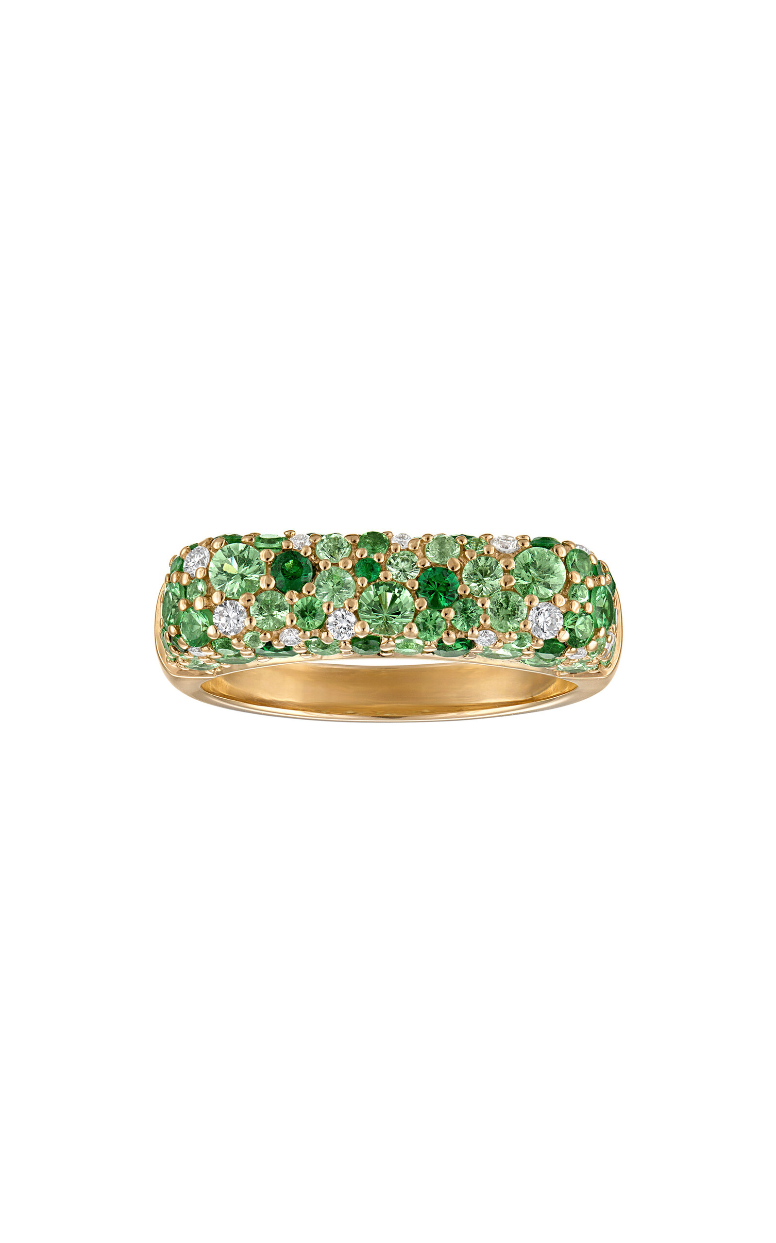 Green Sparkle 4K Yellow Gold Multi-Stone Ring