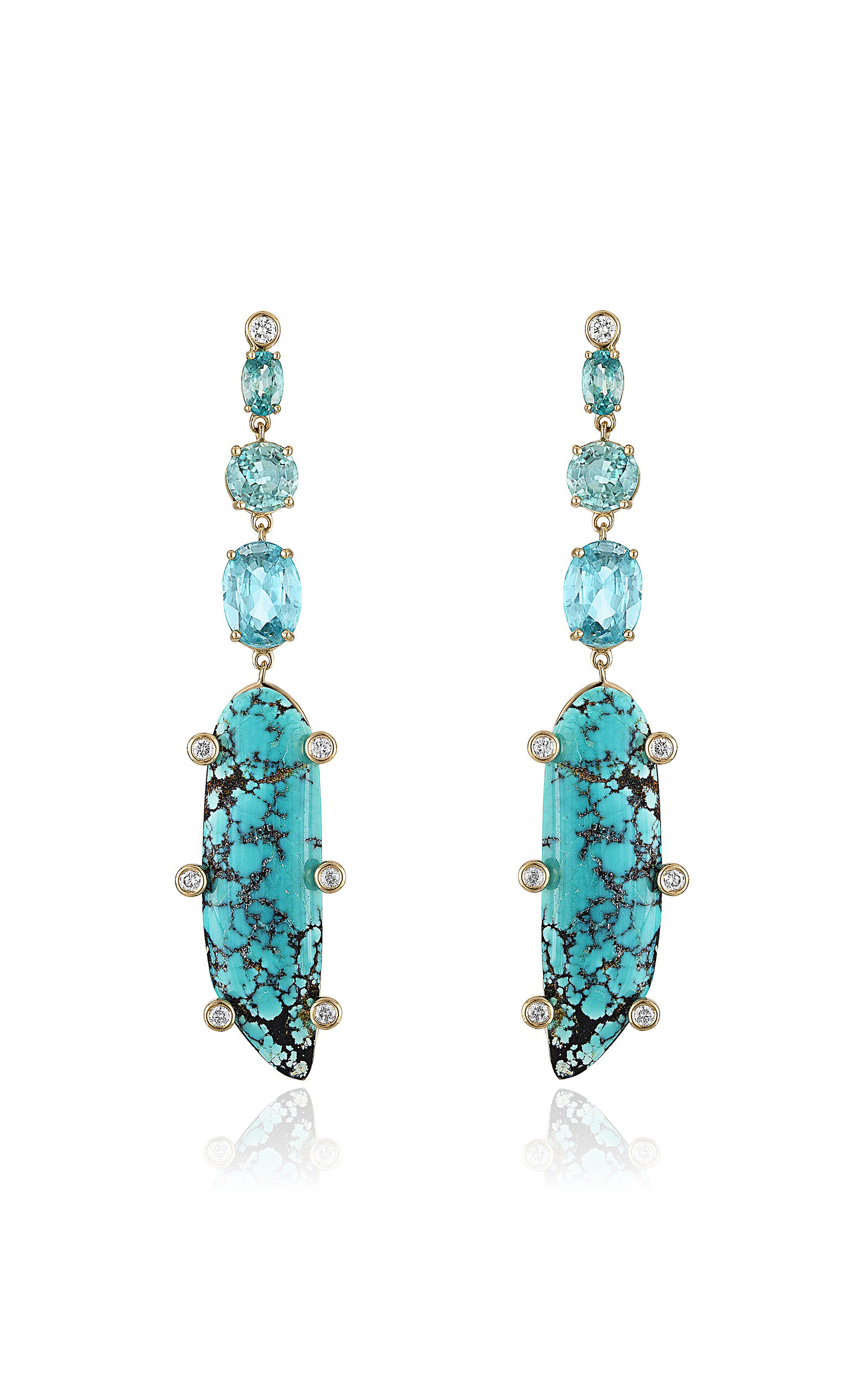 Eden Presley 14k Yellow Gold Multi-stone Earrings In Blue