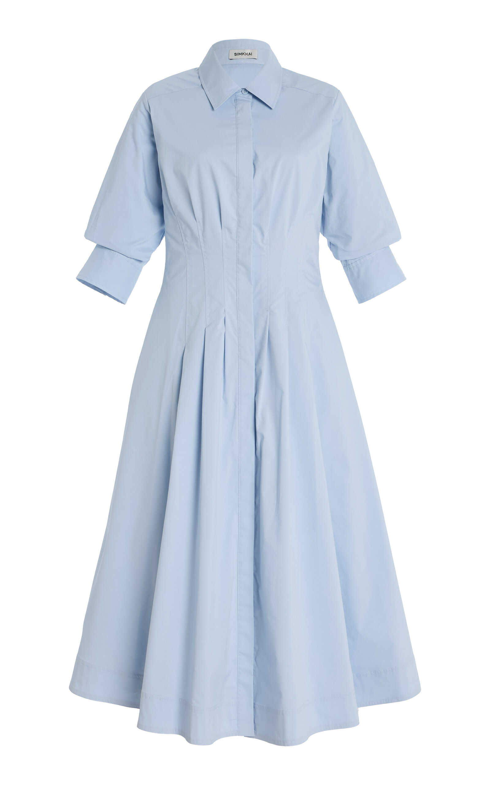 Simkhai Jazz Pintucked Cotton-blend Midi Shirt Dress