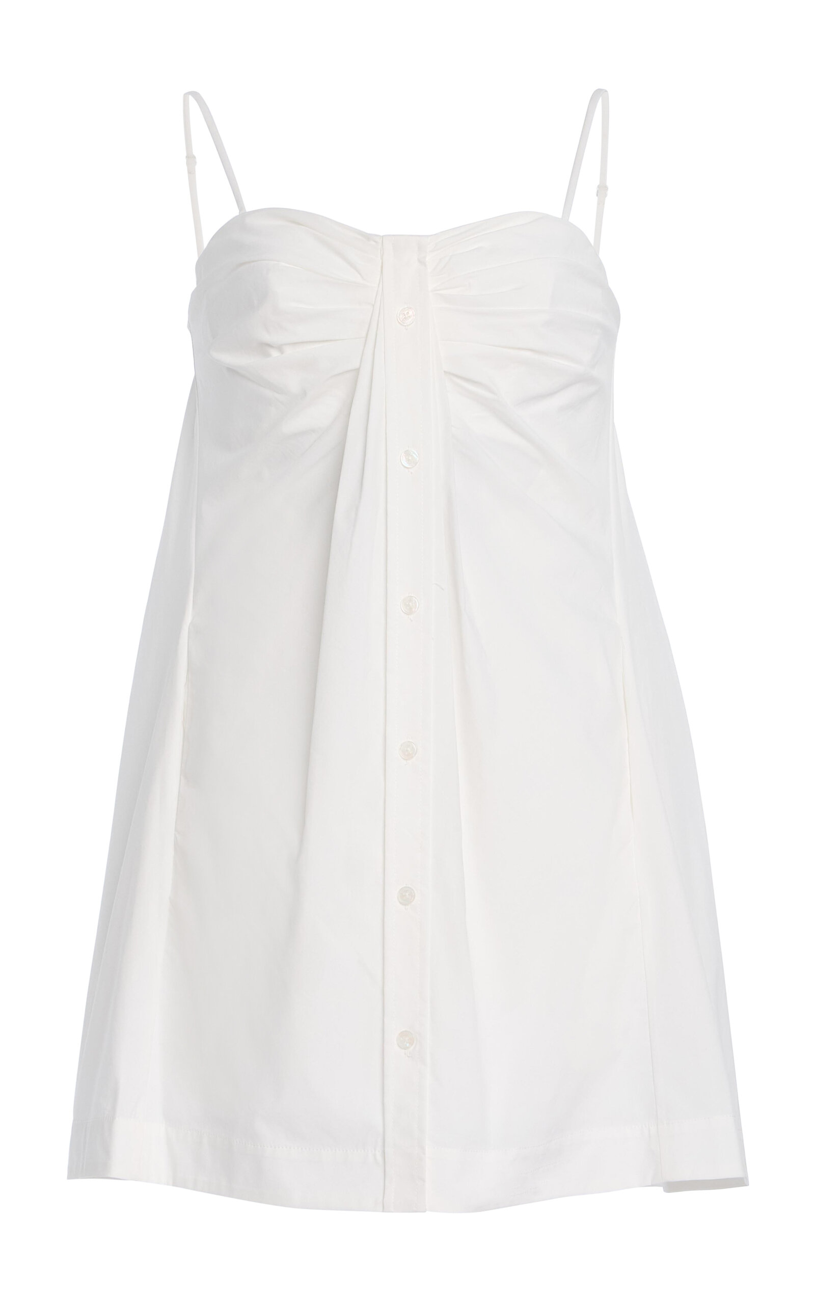 SIMKHAI Kendall Twisted Cotton-Blend Mini Shirt Dress - White