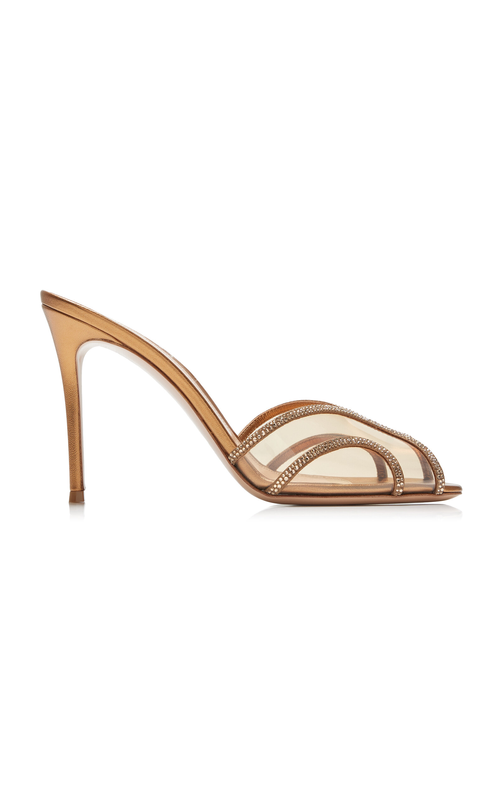 Gianvito Rossi Crystal Pvc Mules In Gold