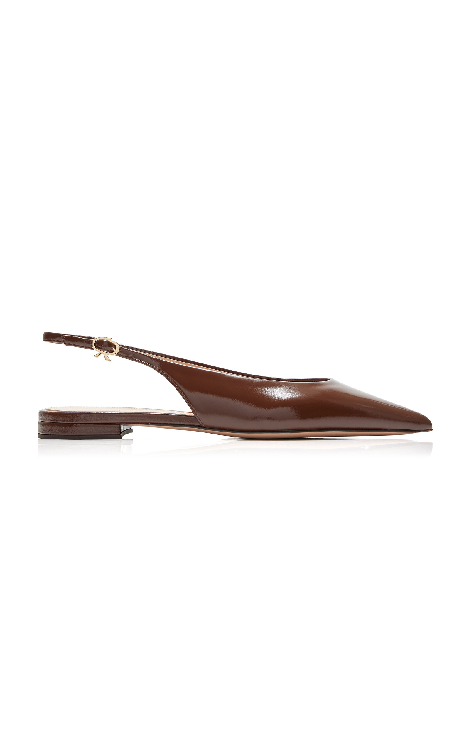 Gianvito Rossi Robbie Leather Slingback Flats - Moda Operandi