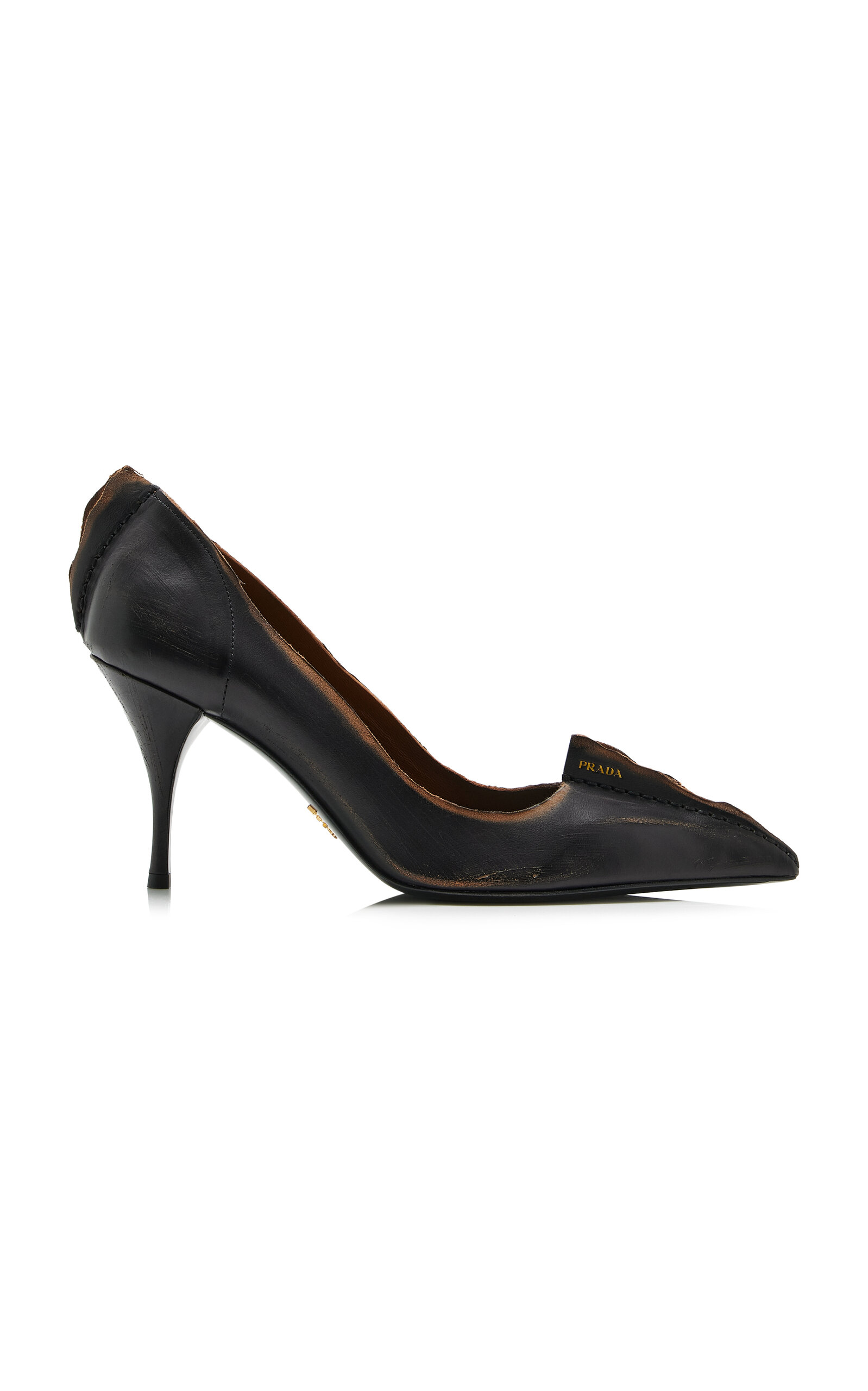 Prada Antiqued Leather Pumps In Animal Print
