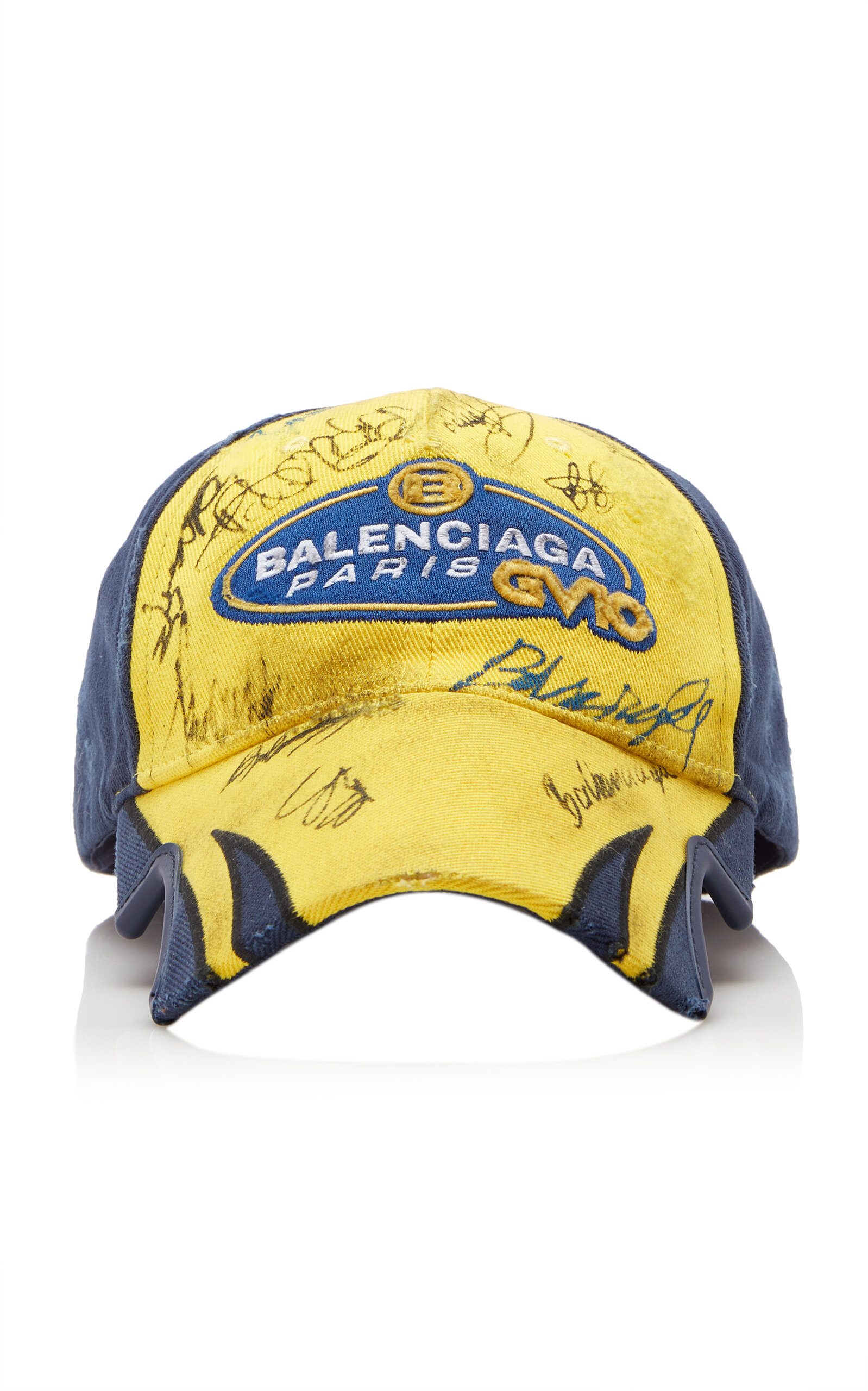 Balenciaga Scribble Cotton-drill Cap In Yellow