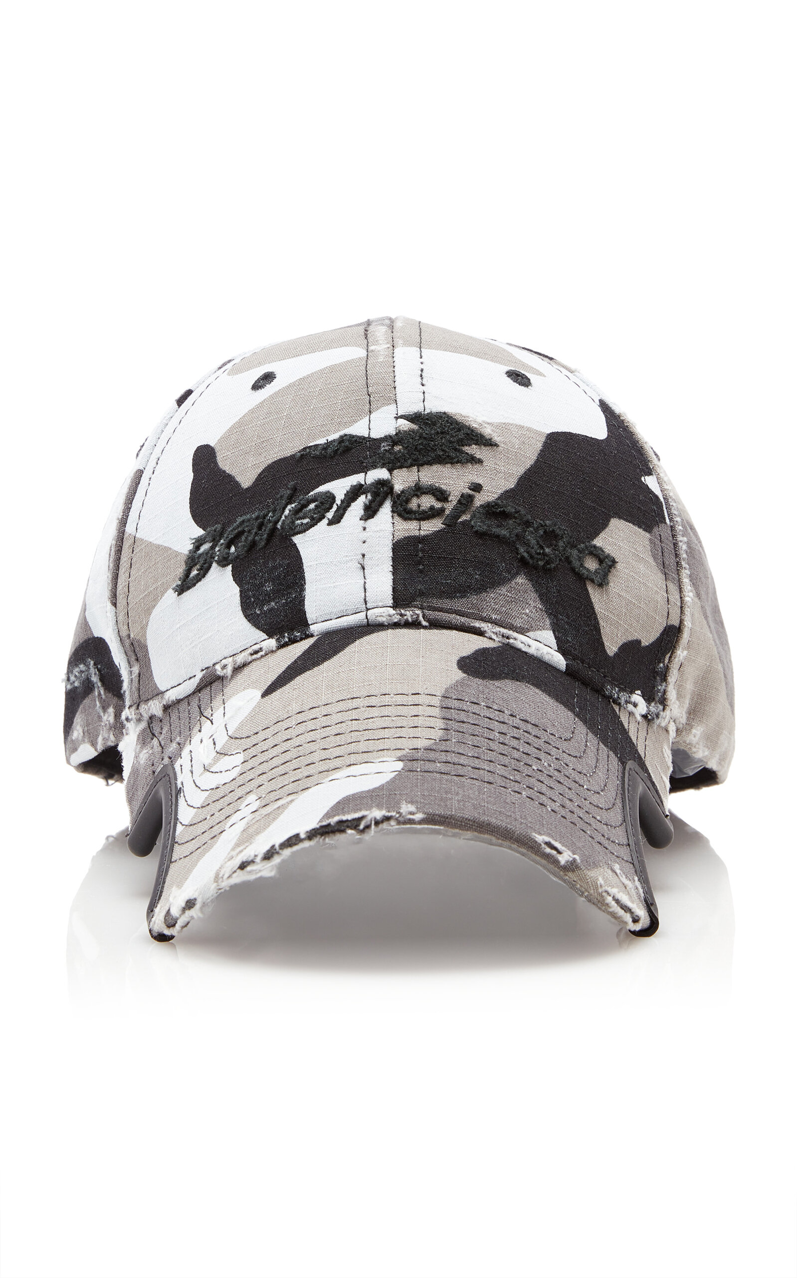 Balenciaga Logo-embroidered Camouflage Cap In Gray