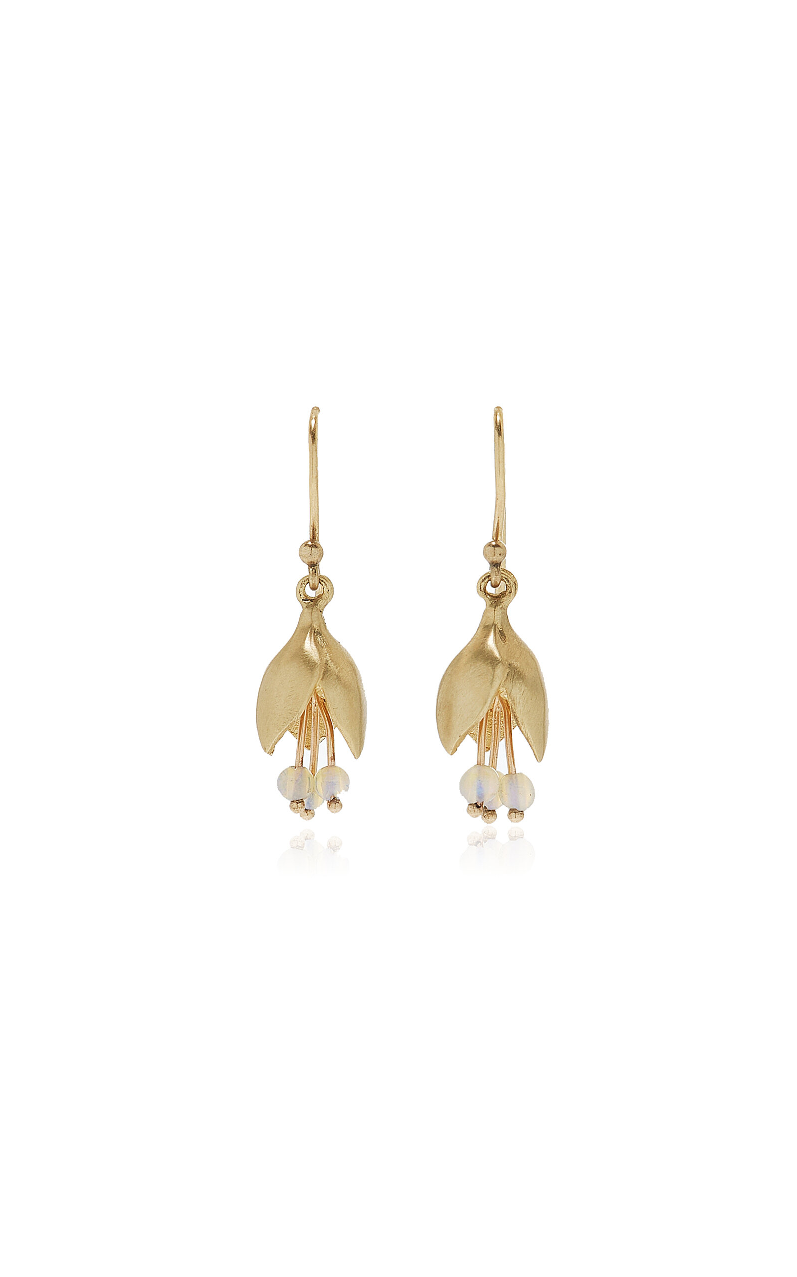 Allium Bud 14K Yellow Gold Opal Earrings
