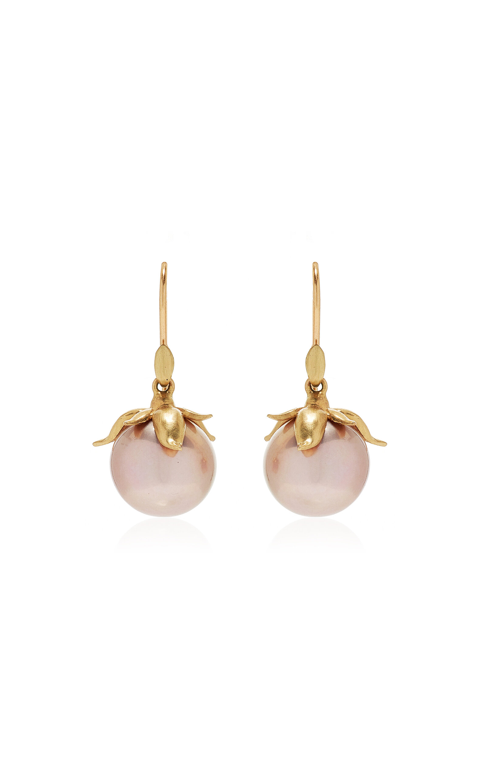 Large Berry 14K Yellow Gold Pearl Earrings