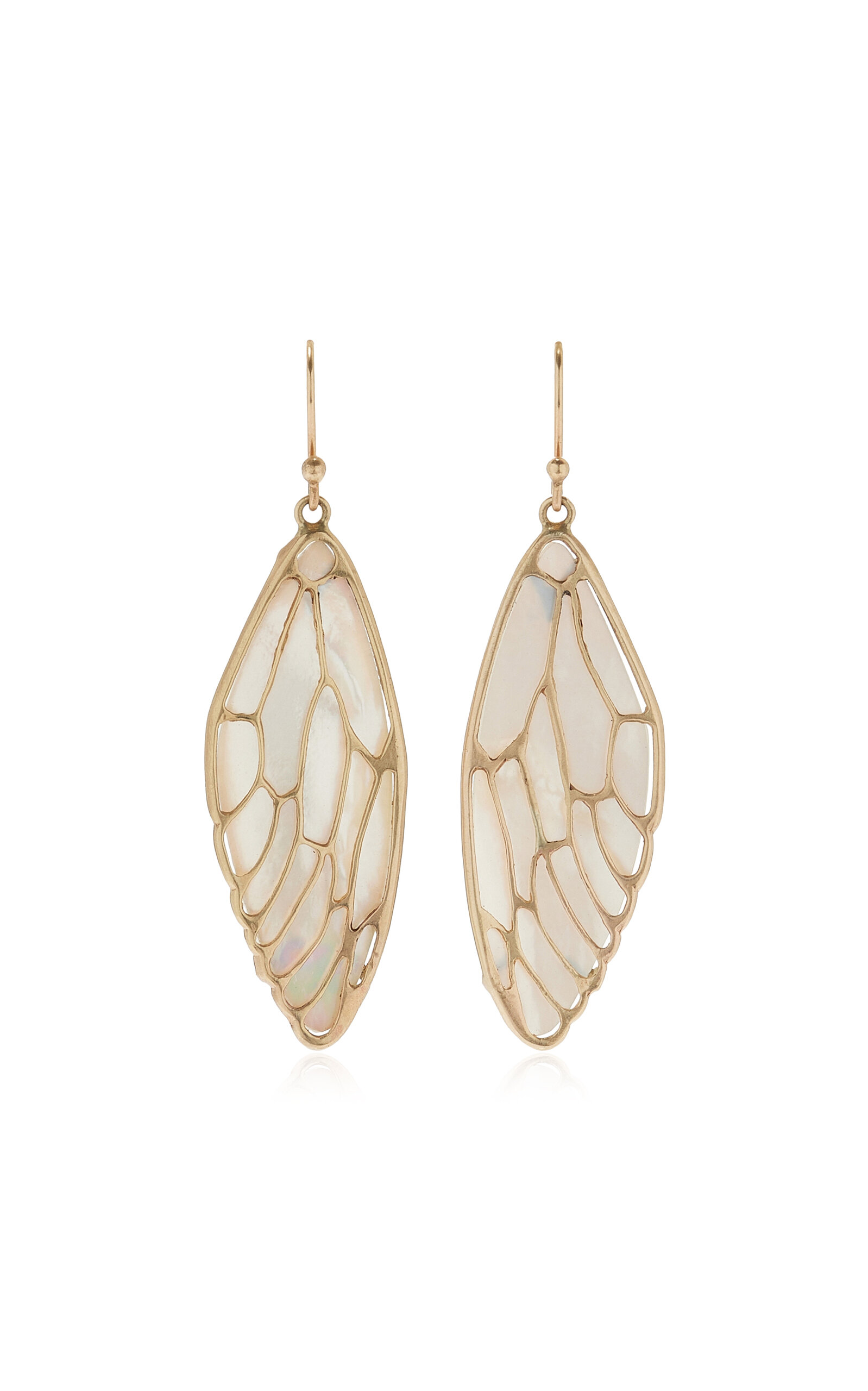 Annette Ferdinandsen Cicada Wing 14k Yellow Gold; Mother Of Pearl Earrings