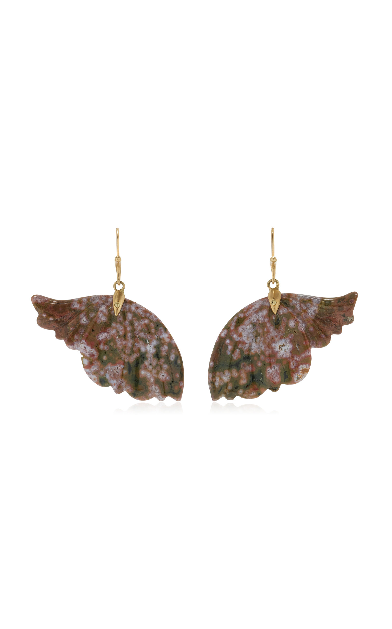 Enchanted Fairy Wing 18K Yellow Gold; Jasper Earrings