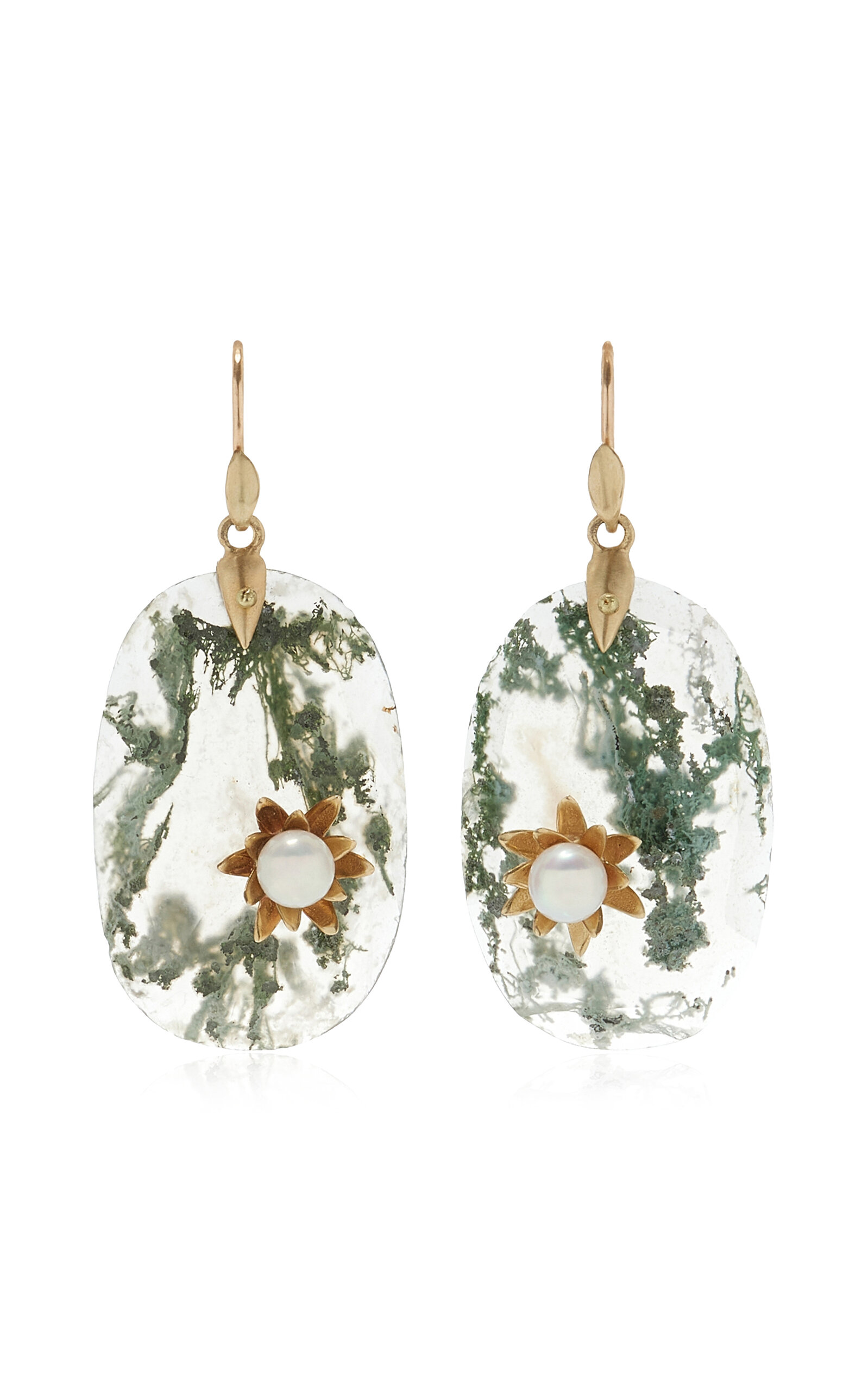 Enchanted Waterlily 14K Yellow Gold; Quartz Earrings