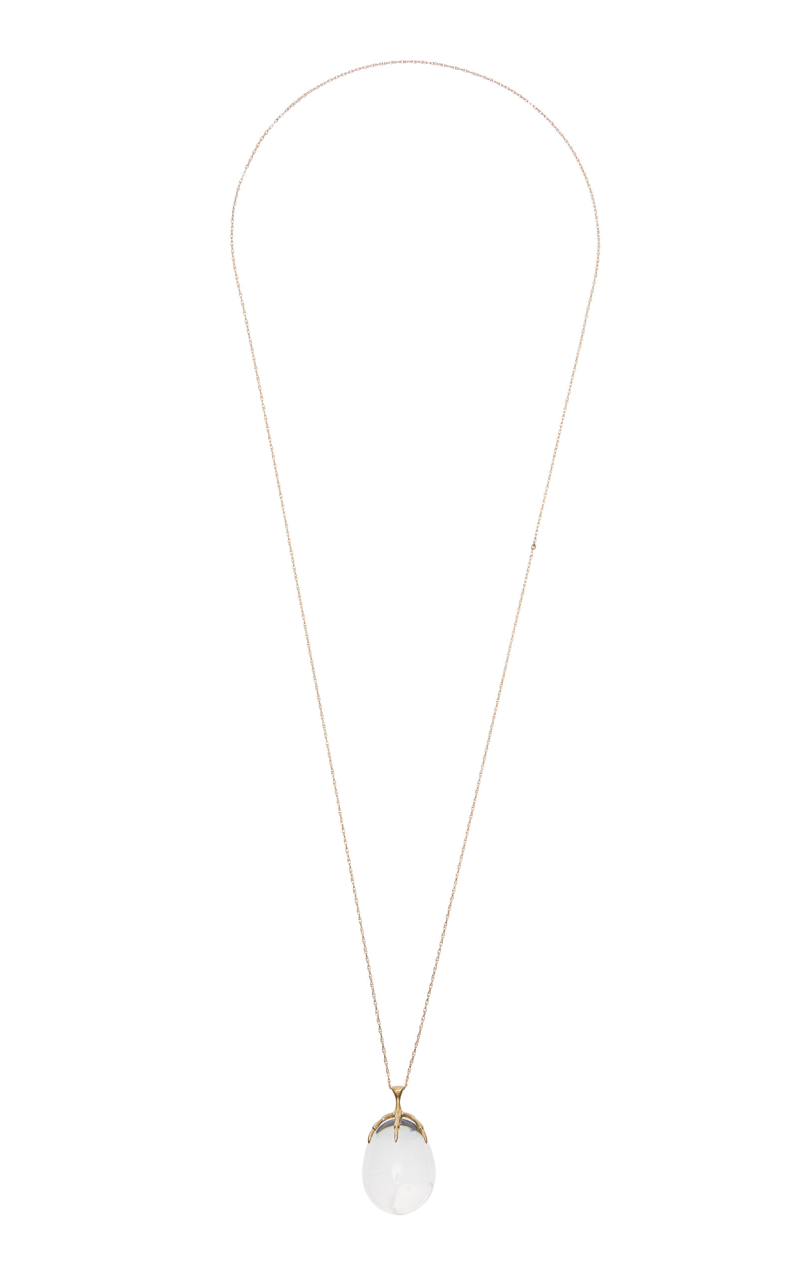 Claw With Egg 14K Yellow Gold Quartz Pendant