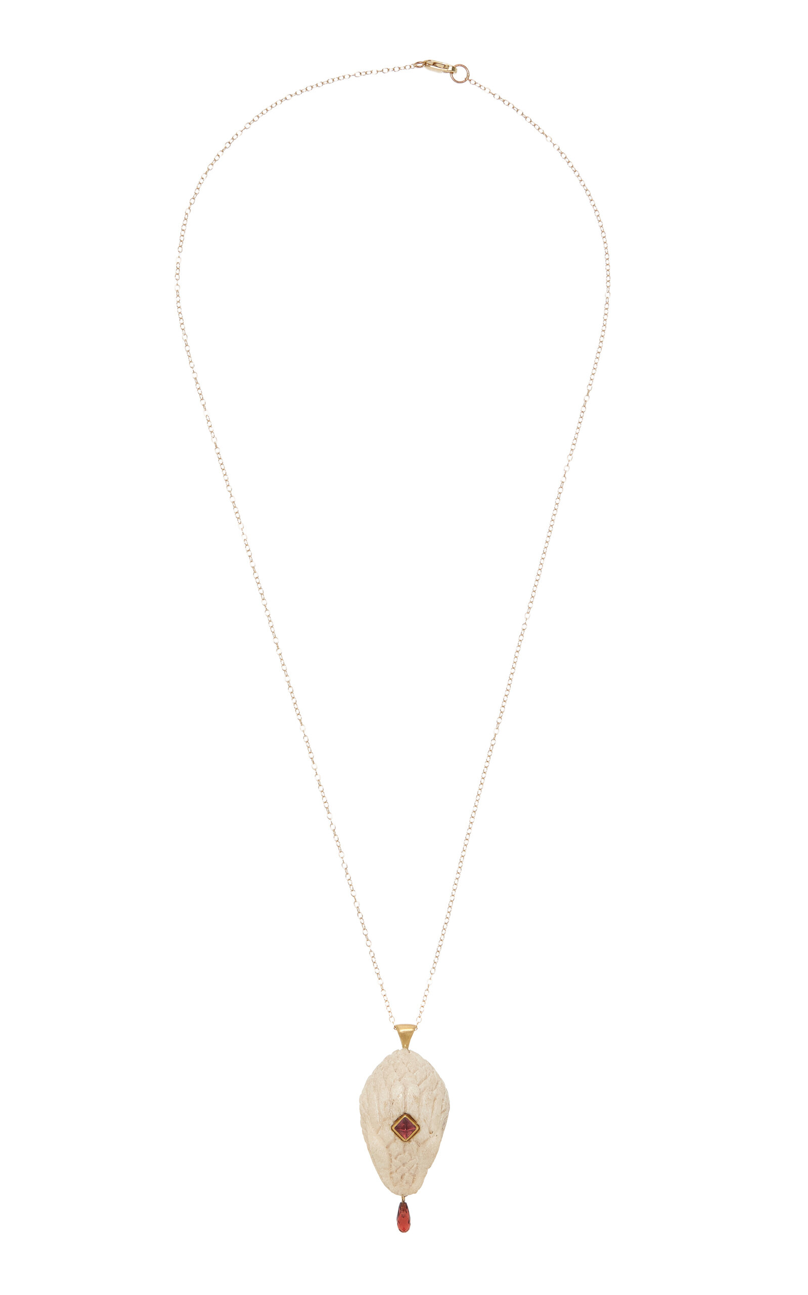 Annette Ferdinandsen Year Of The Snake 14K Yellow Gold; Garnet Pendant Necklace - Gold - OS - Moda Operandi