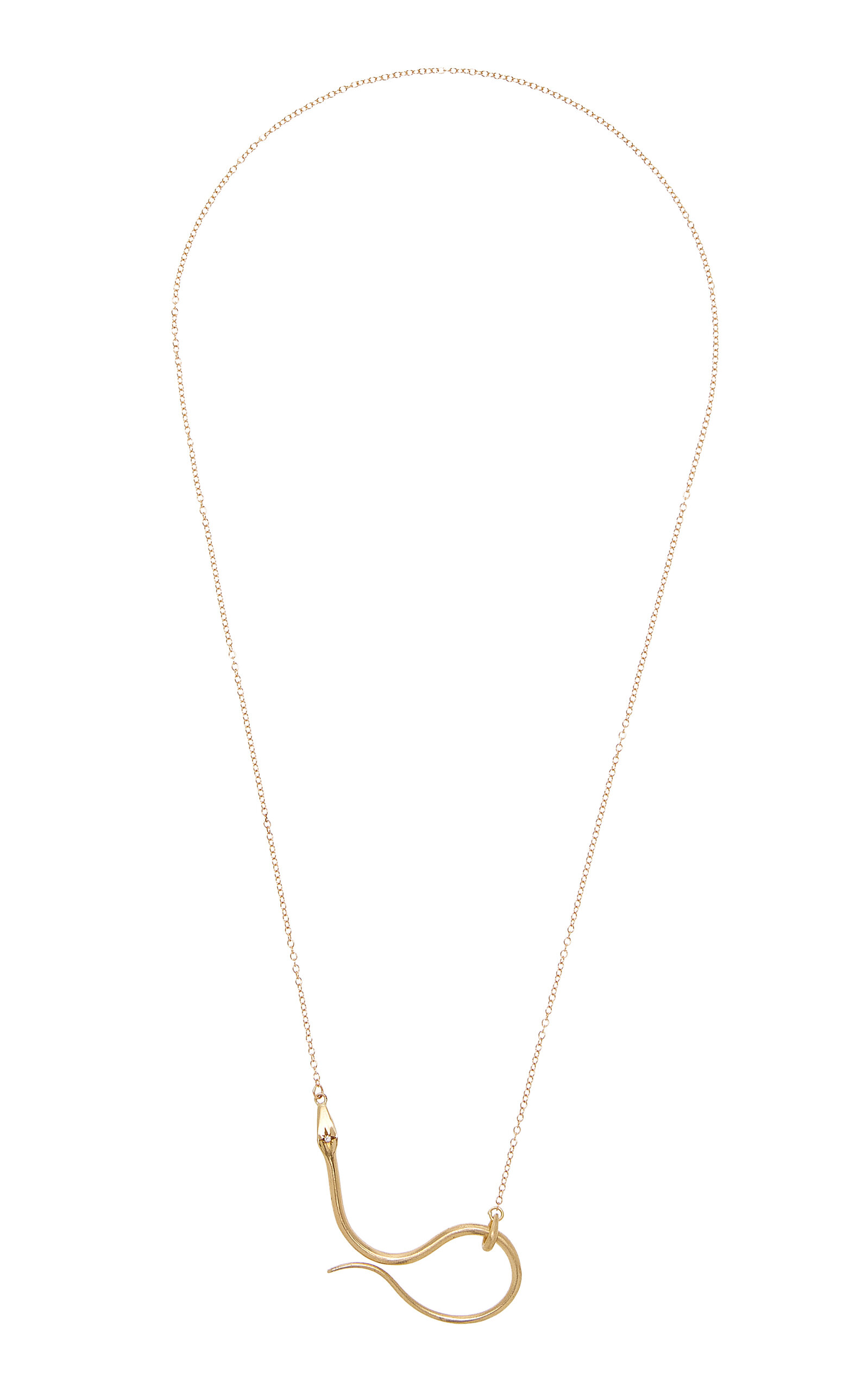 Serpent Lariat 14K Yellow Gold Diamond Necklace