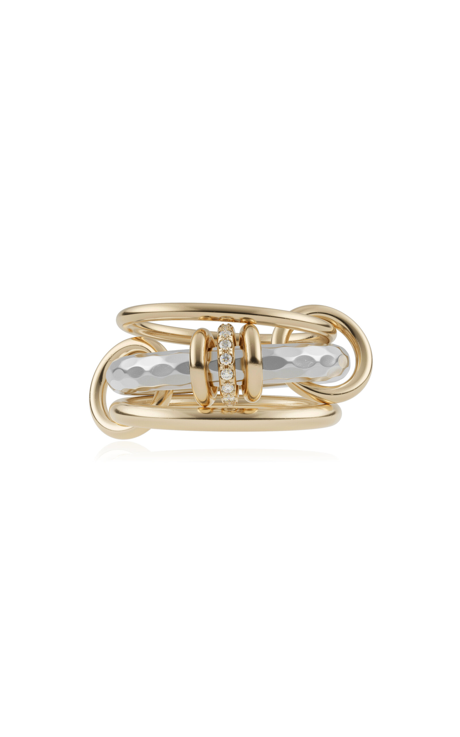 Spinelli Kilcollin Gemini 18k Yellow Gold; Sterling Silver Diamond Ring In Gold