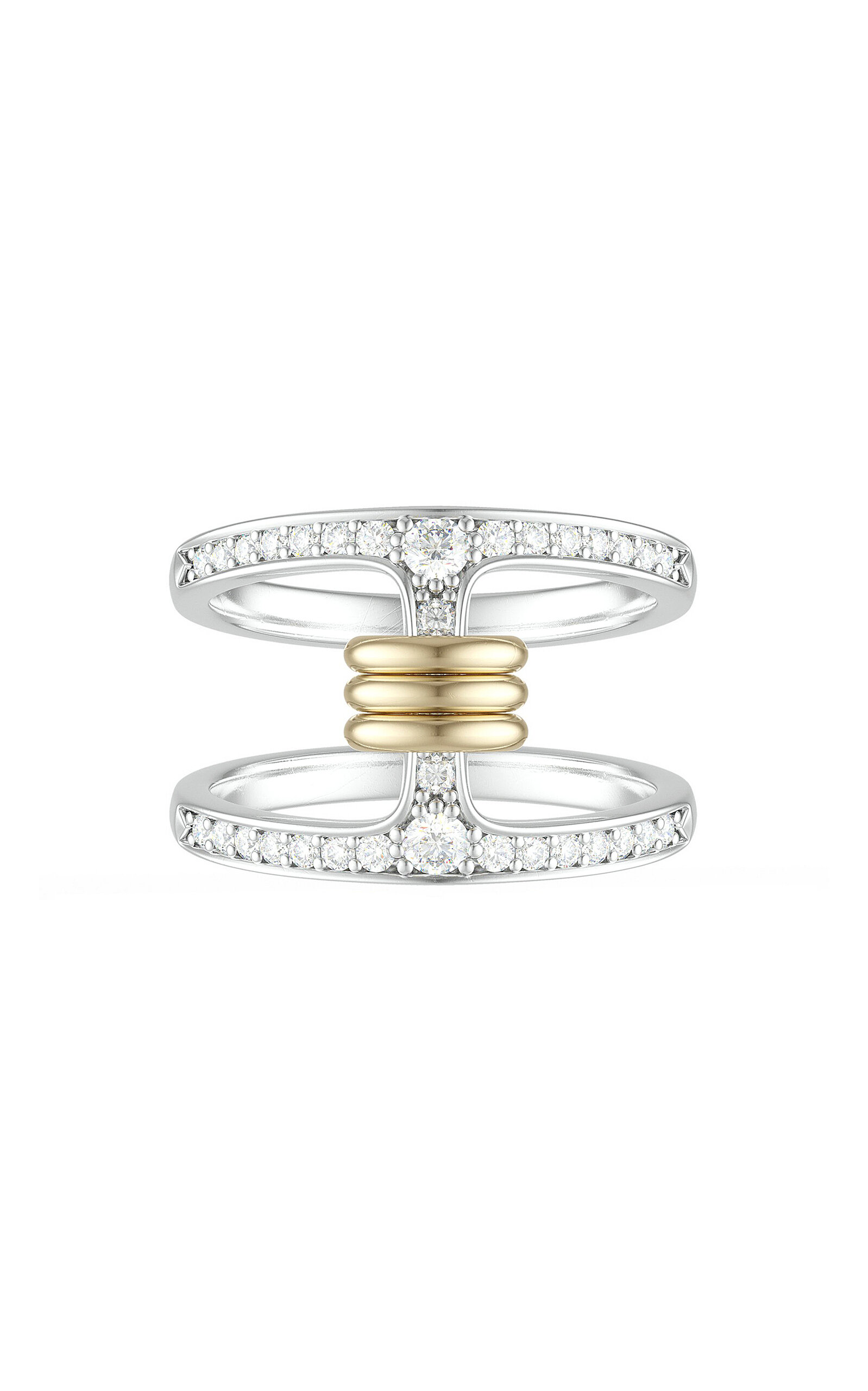 Spinelli Kilcollin Hoorsenbuhs Collab 18k Yellow Gold; Sterling Silver; And Diamond Pavé Ring In Silver