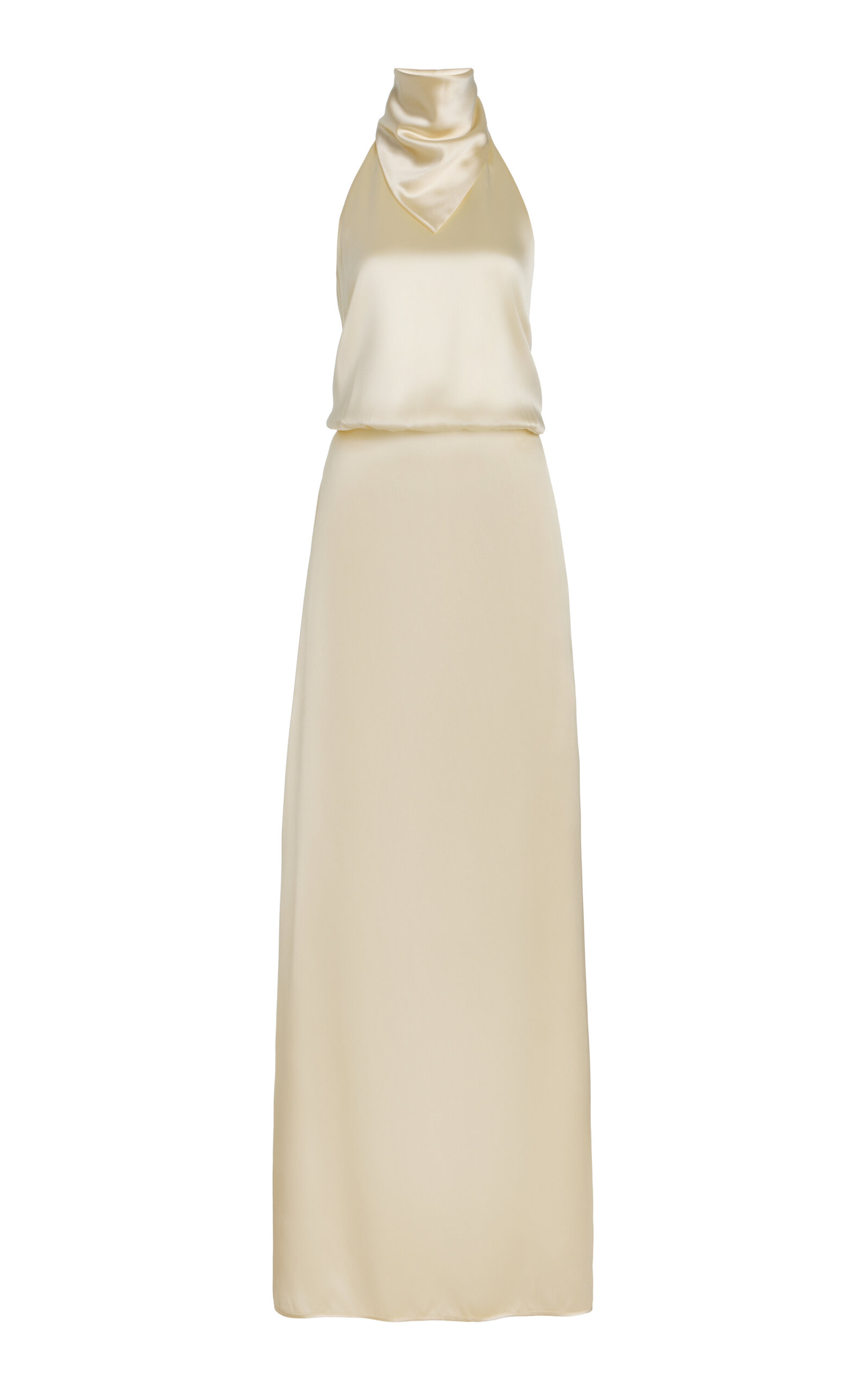 BEVZA Hustka Scarf-Neck Charmeuse Maxi Dress
