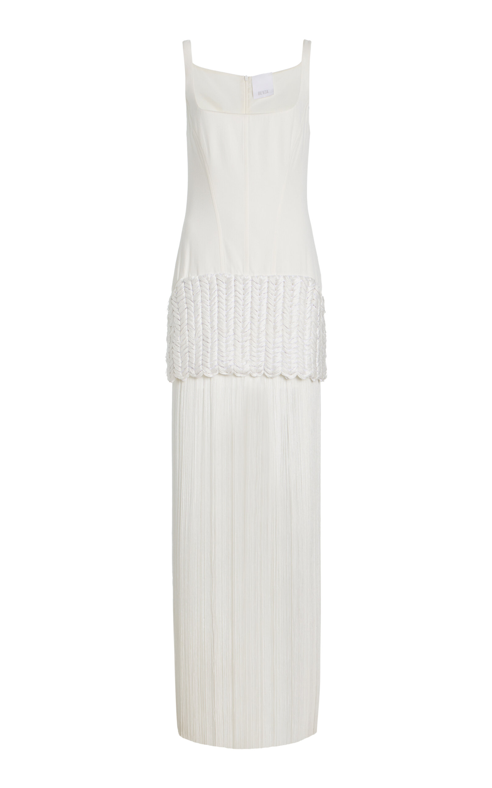 Bevza Maryna Fringed Crepe Maxi Dress In White