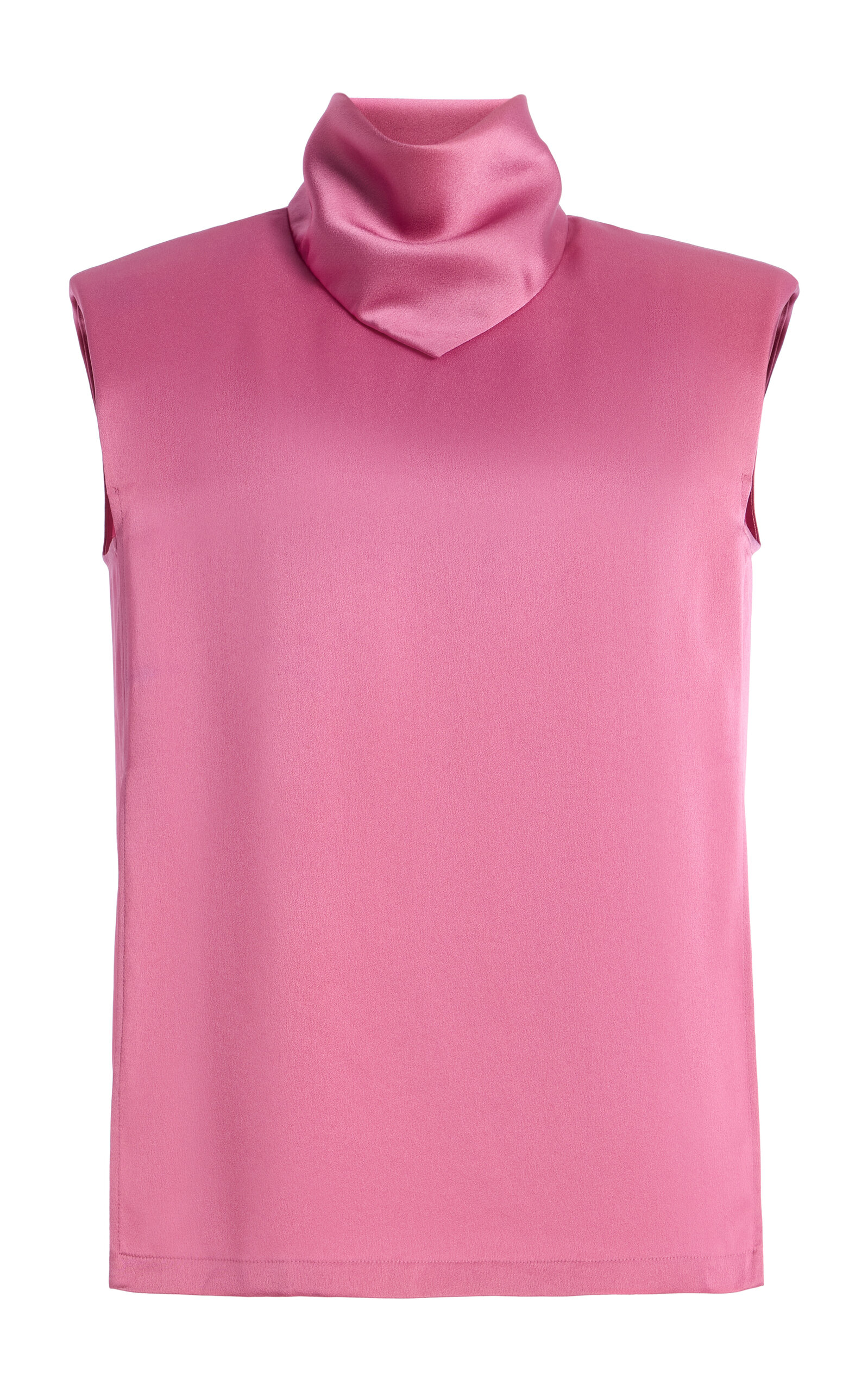 Bevza Exclusive Hustka Satin Scarf-neck Top In Pink