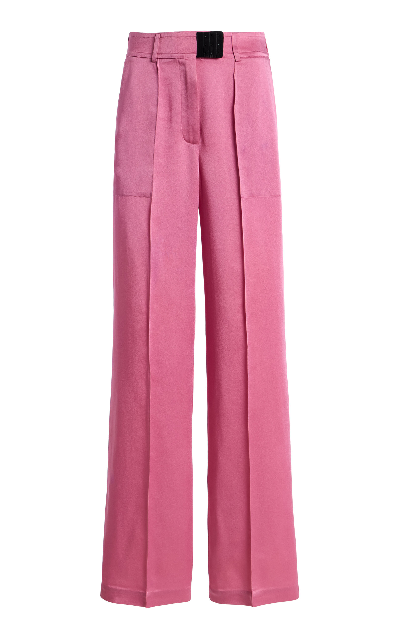 Bevza Exclusive Bra Closure Satin Trousers In Pink