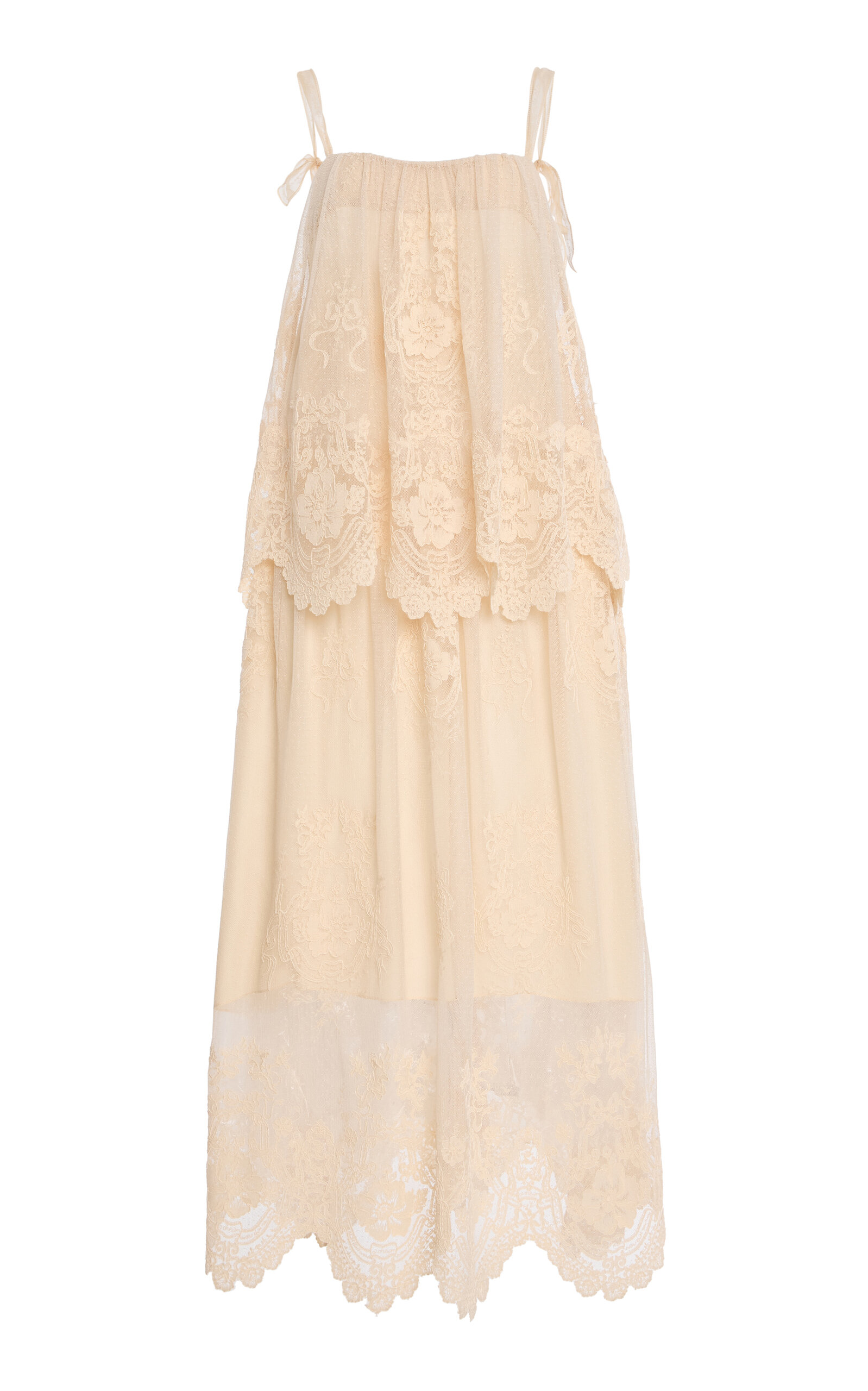 Zimmermann Hypnotic Tiered Lace Maxi Slip Dress