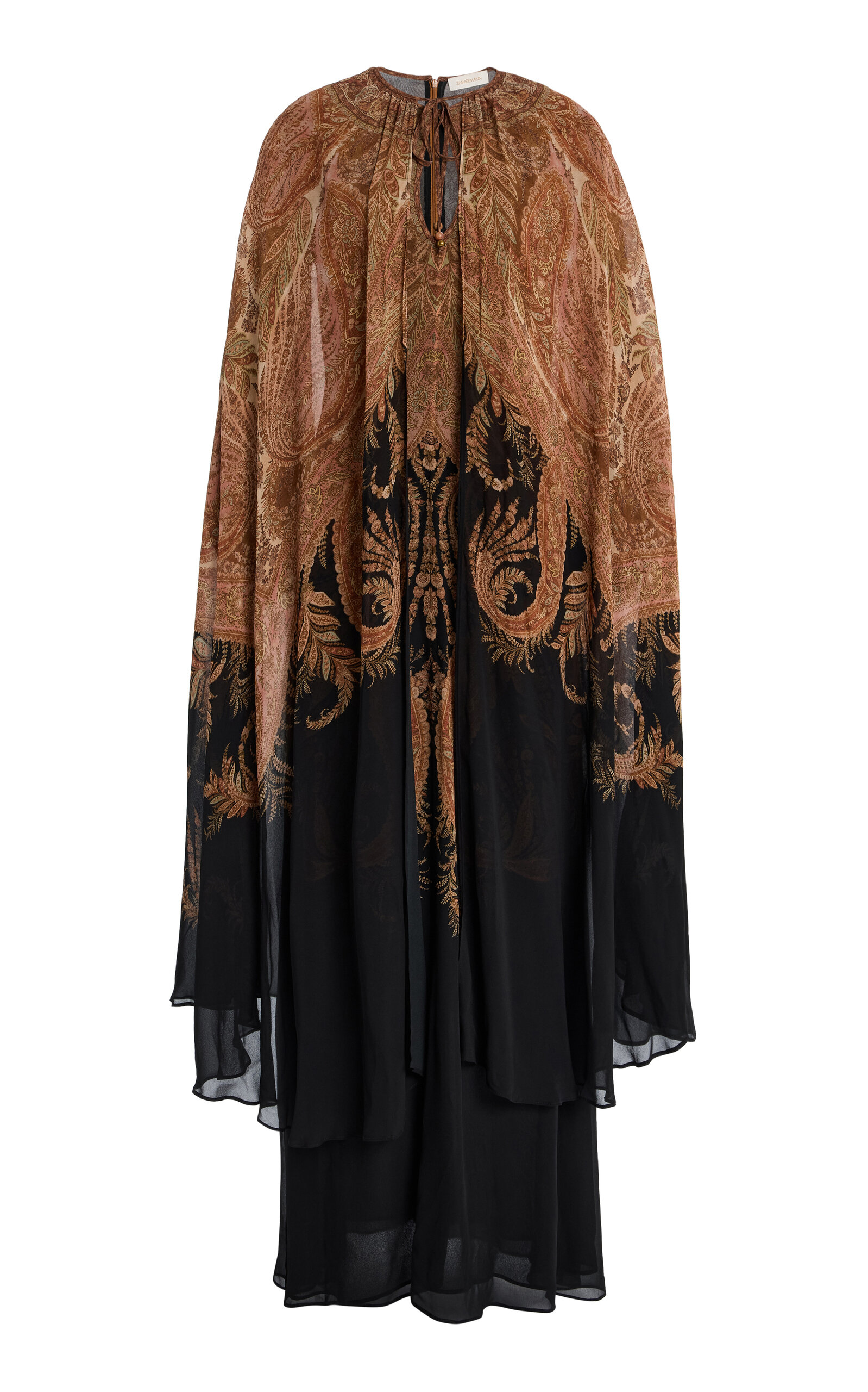 Hypnotic Paisley Maxi Cape Dress